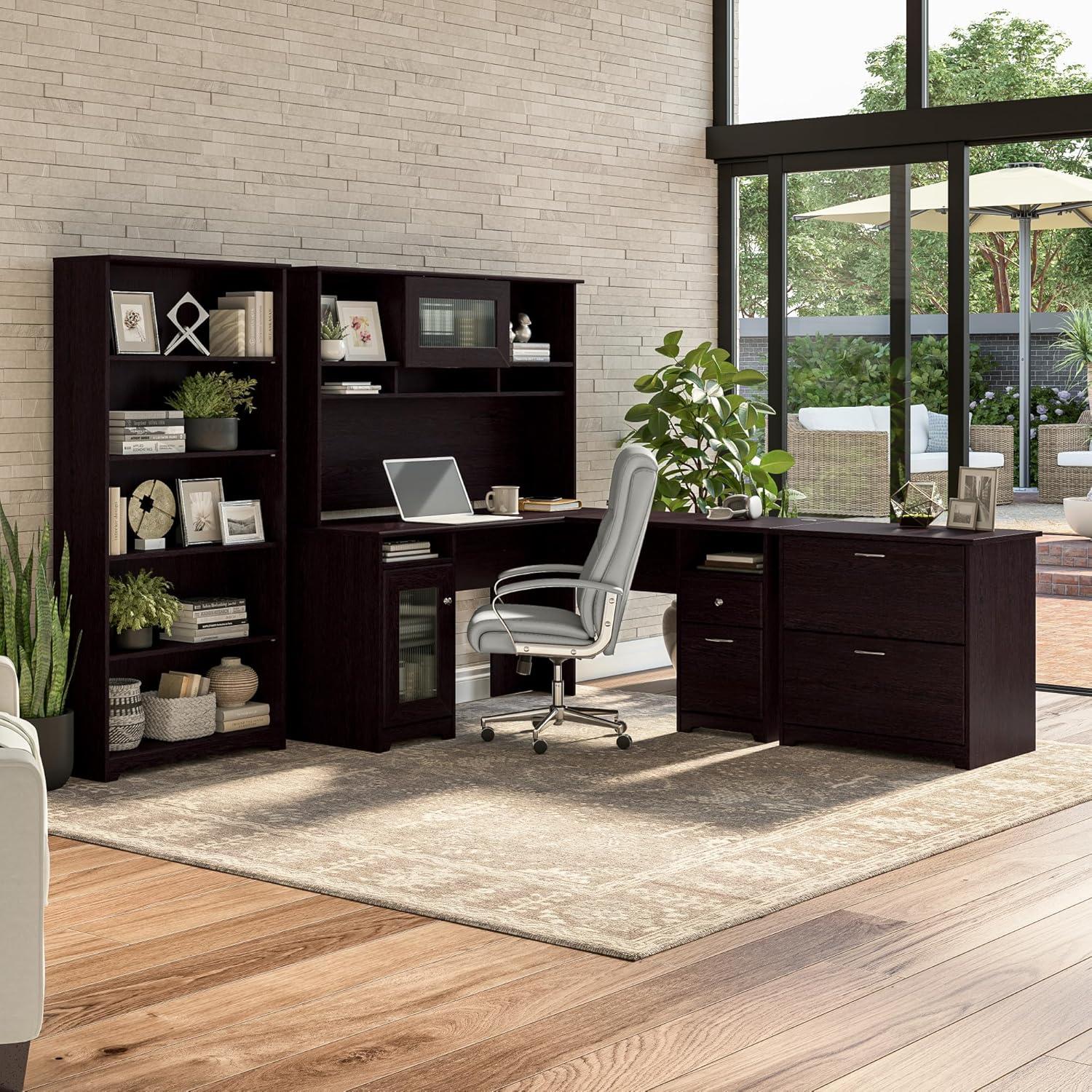 Bush Furniture Cabot Tall 5 Shelf Bookcase, Espresso Oak