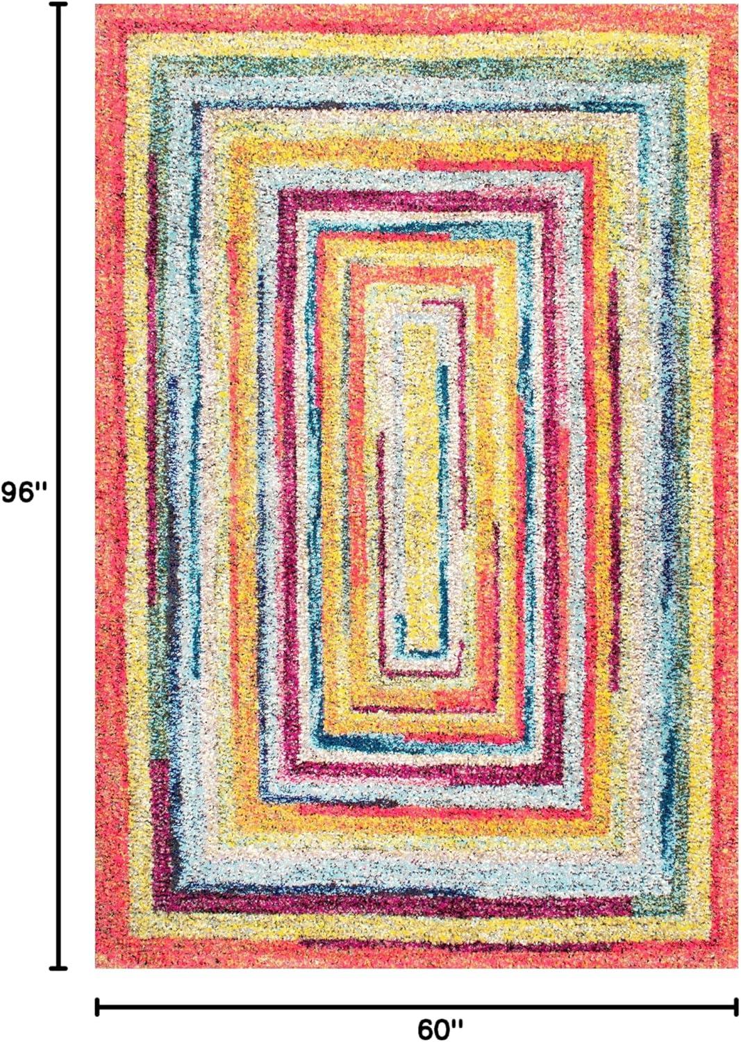 nuLOOM 5'x8' Hargis Labyrinth Area Rug Red/Pink: Contemporary Indoor Low Pile, Stain & Fade-Resistant Rug