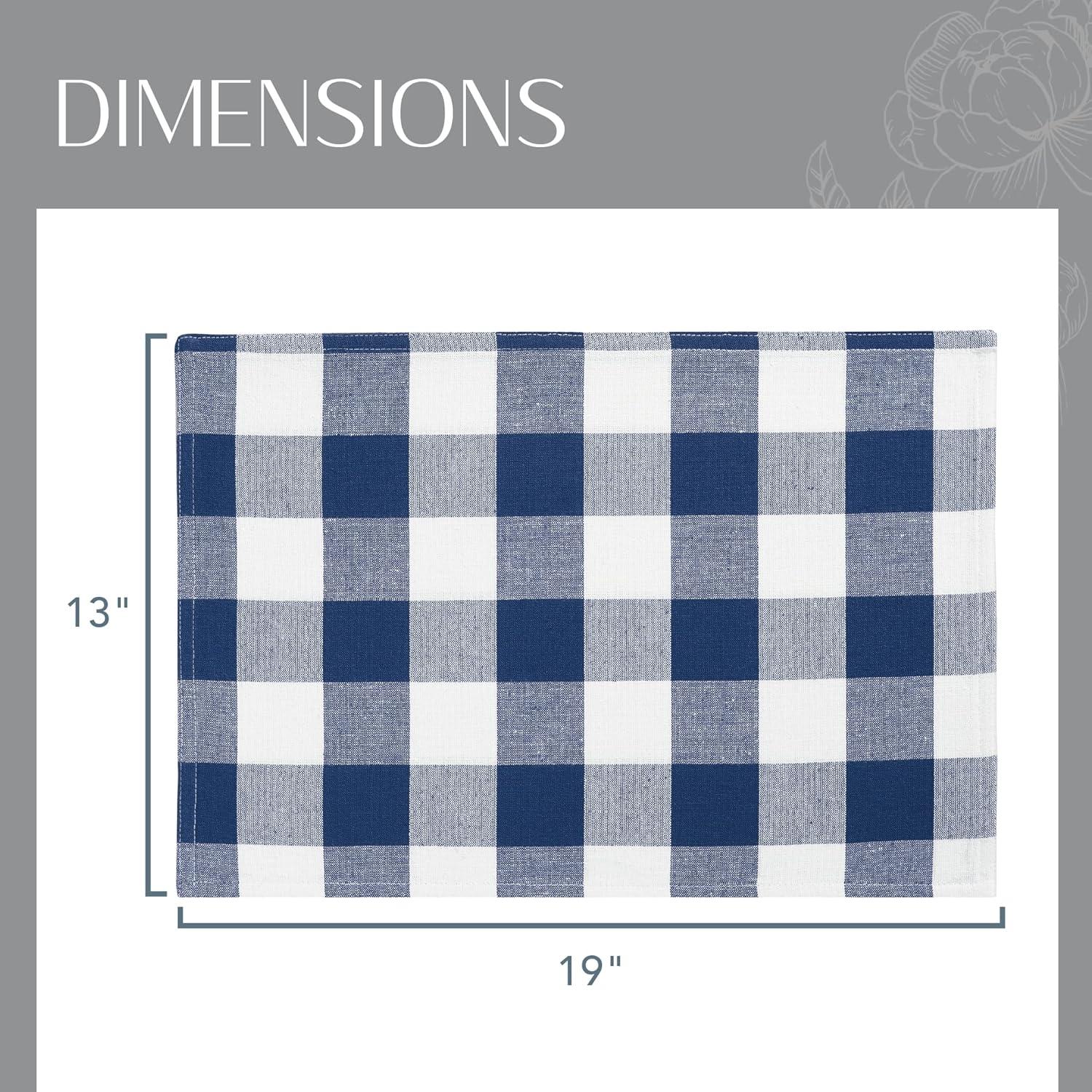 Blue and White Buffalo Check Cotton Placemats Set of 4