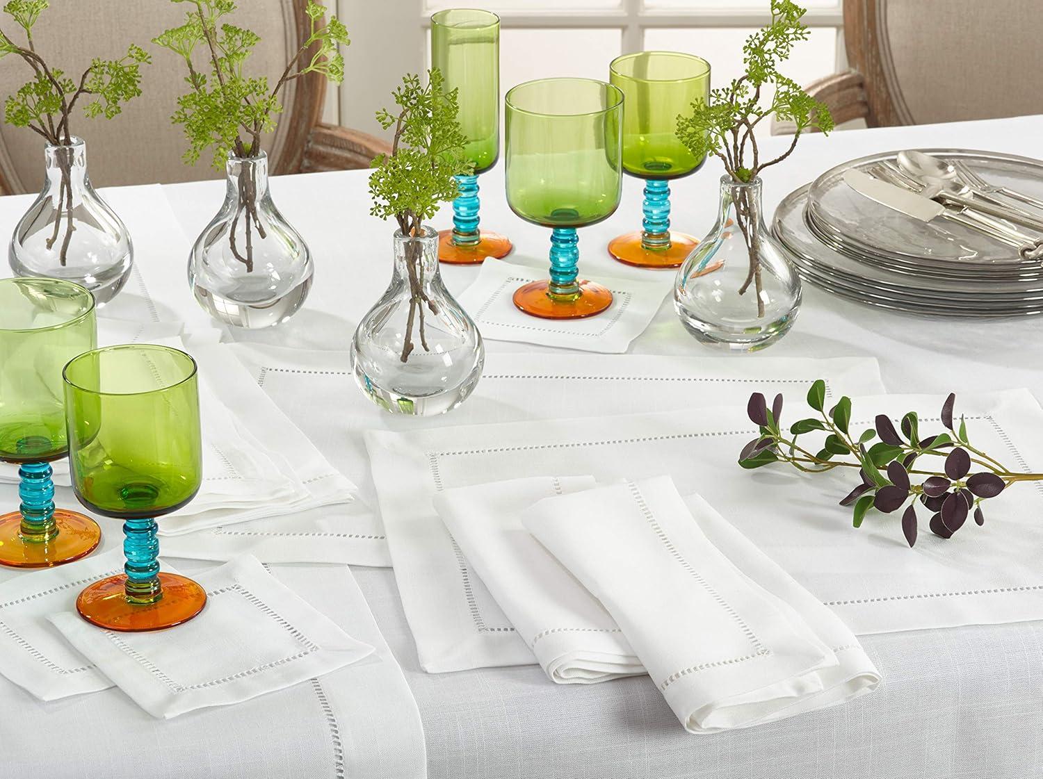 Saro Lifestyle Napkin With Hemstitch Border Design (Set of 12), 22"x22", White