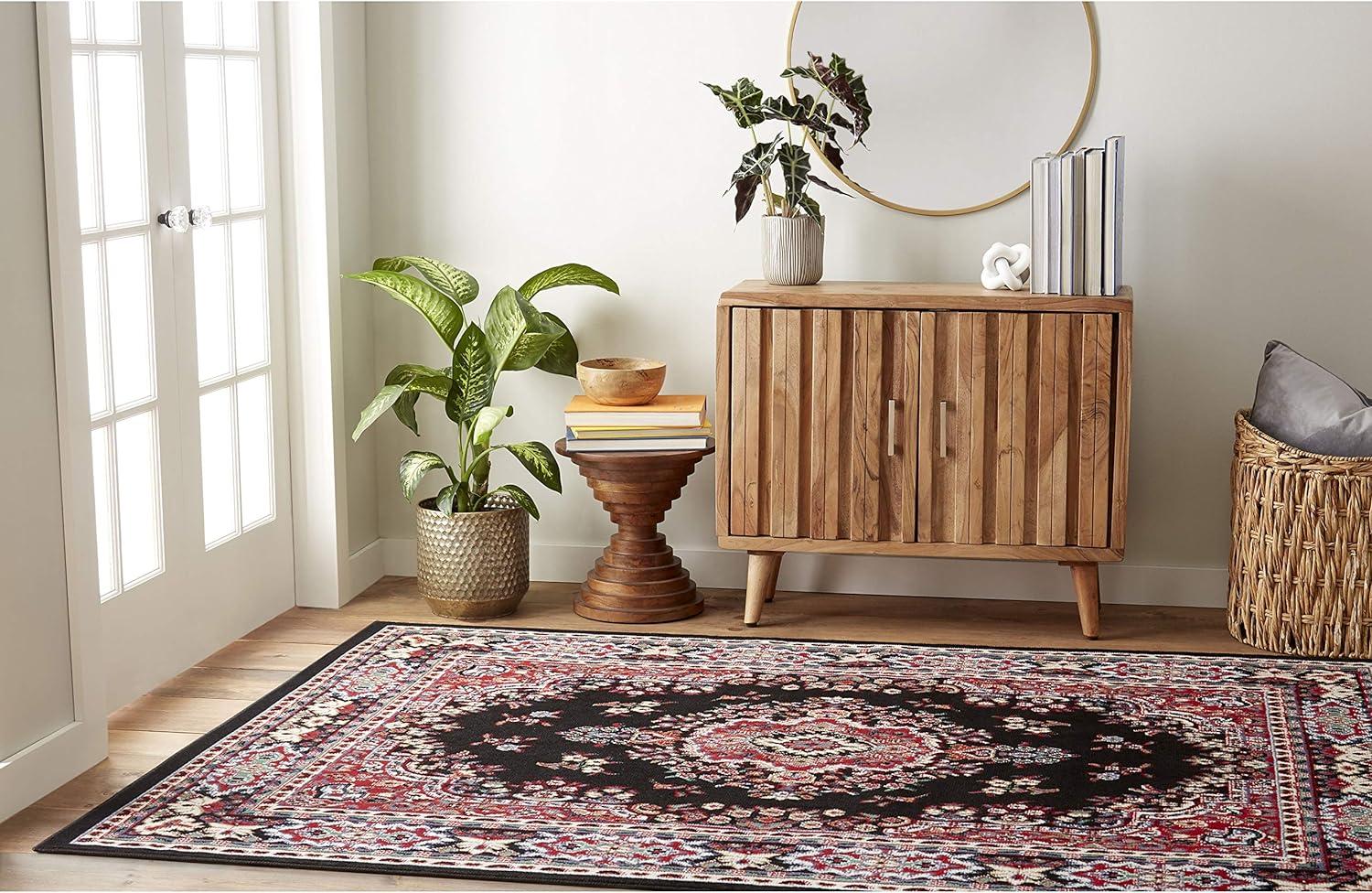 Home Dynamix Premium Sakarya Traditional Medallion Area Rug, Black/Red, 5'2"x7'4"