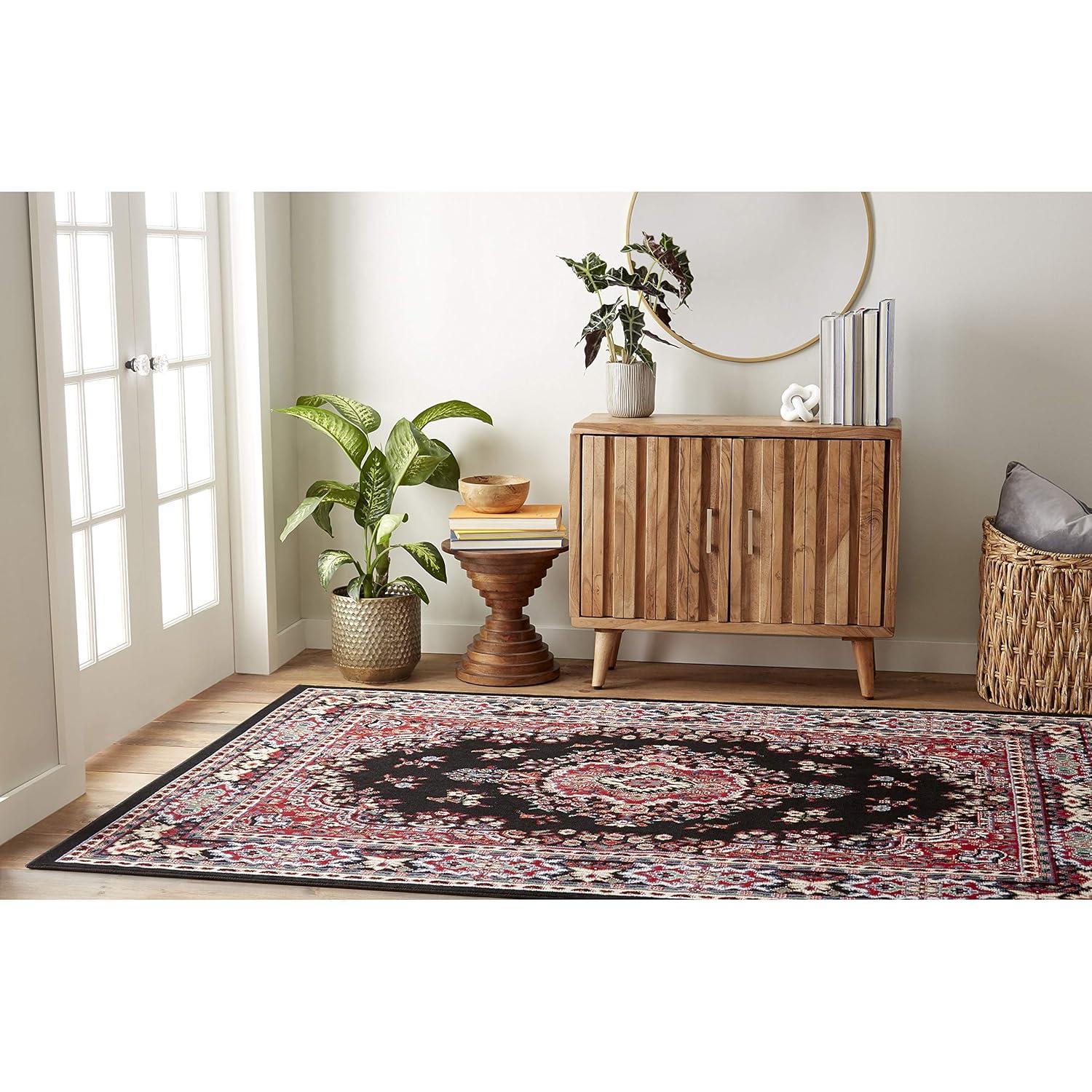 Home Dynamix Premium Sakarya Traditional Medallion Area Rug, Black/Red, 5'2"x7'4"