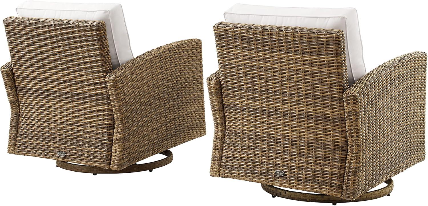 2pk Bradenton Steel Outdoor Swivel Rocking Chairs White/Weathered Brown - Crosley