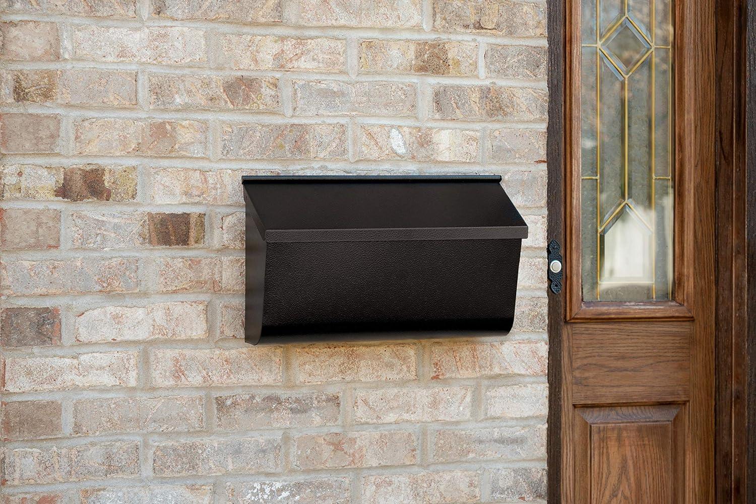 Medium Black Powder-Coated Steel Wall Mount Mailbox