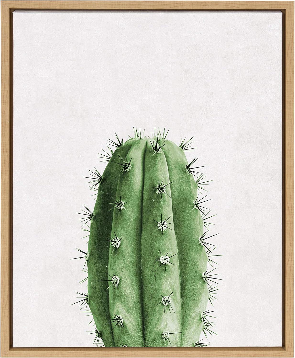 18" x 24" Sylvie Home Cactus Framed Canvas by Simon Te Tai Natural - Kate & Laurel All Things Decor: Modern Botanical Wall Art