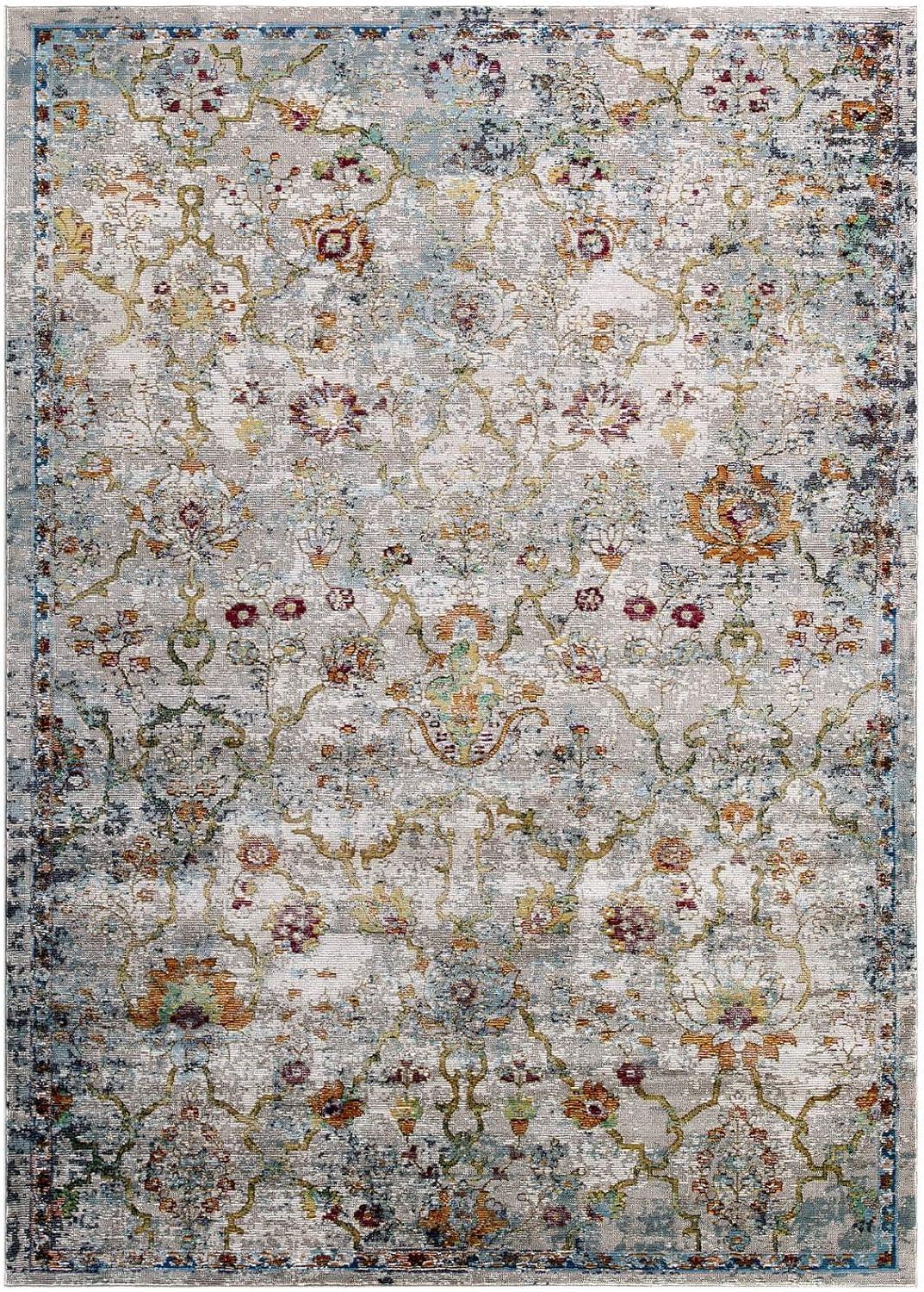 Manuka Blue Floral Synthetic 4' x 6' Area Rug