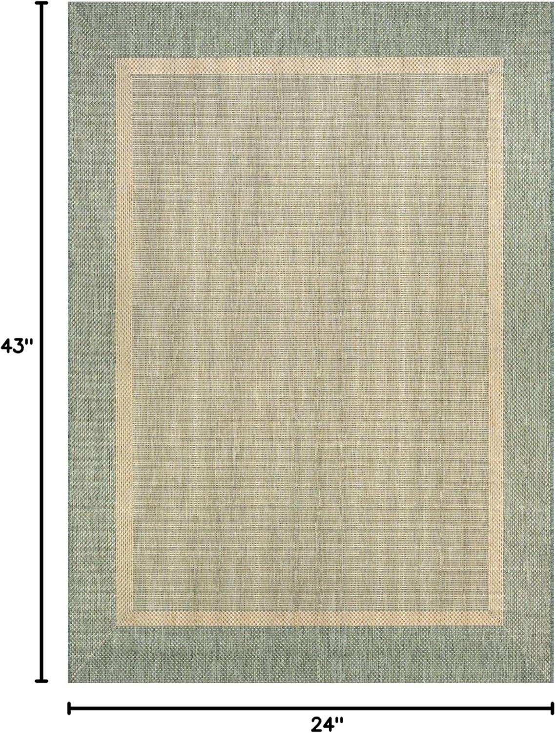Couristan Recife Outdoor Area Rug - Stria Texture 2' X 3'7" Rectangle in Natural and Green Color, Hose Washable, Pet Friendly, Patio and Home Decor