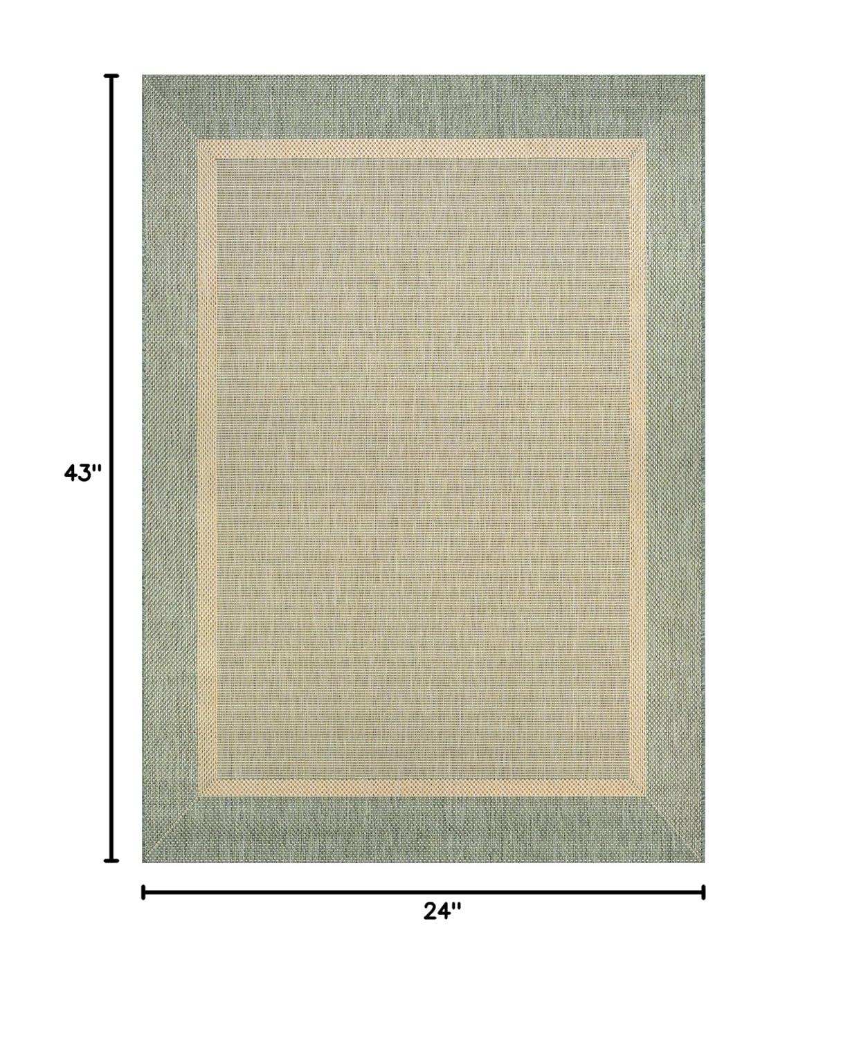 Couristan Recife Outdoor Area Rug - Stria Texture 2' X 3'7" Rectangle in Natural and Green Color, Hose Washable, Pet Friendly, Patio and Home Decor