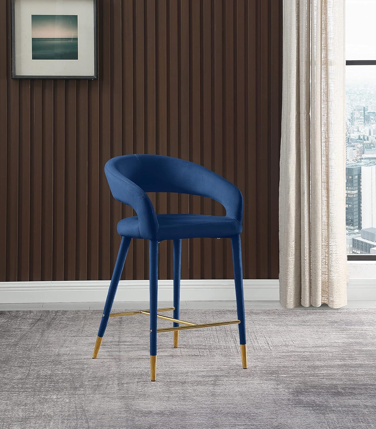 Meridian Furniture Destiny Navy Velvet Stool