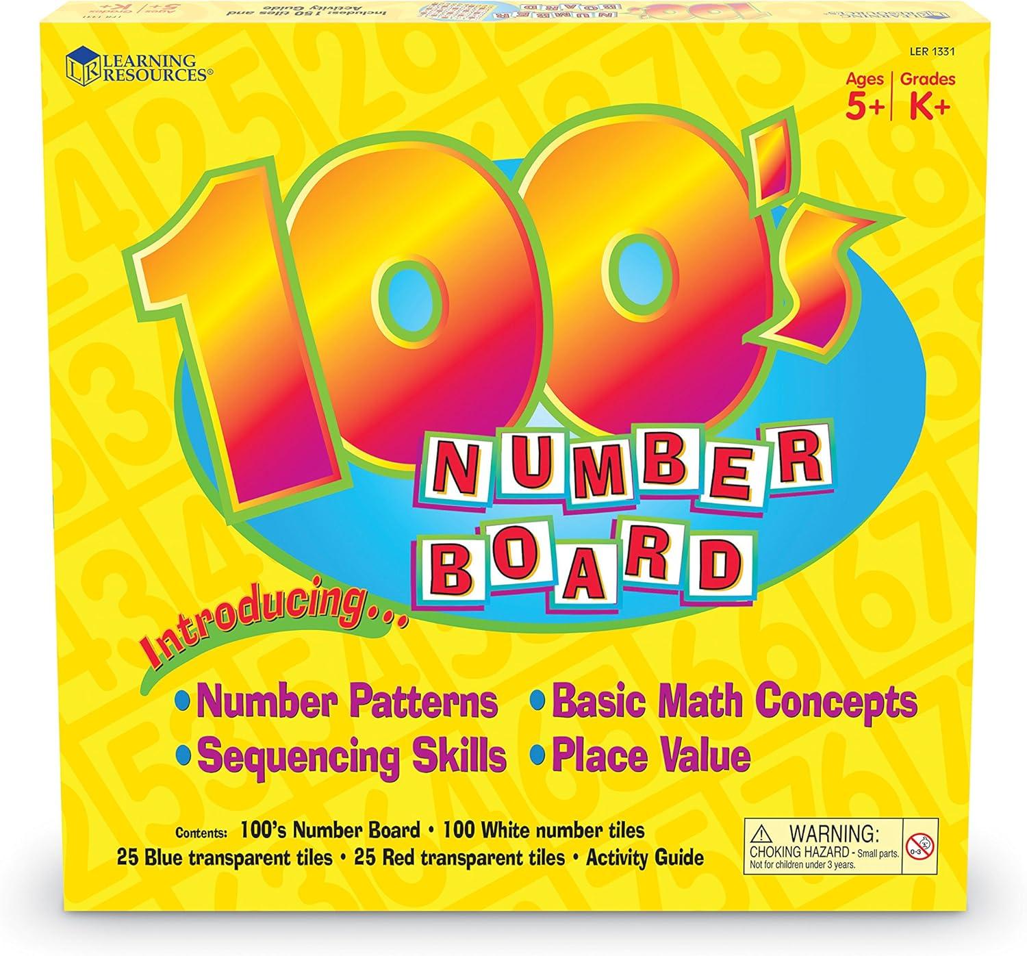 Learning Resources Hundred Number Board, Plastic, Ages 5+