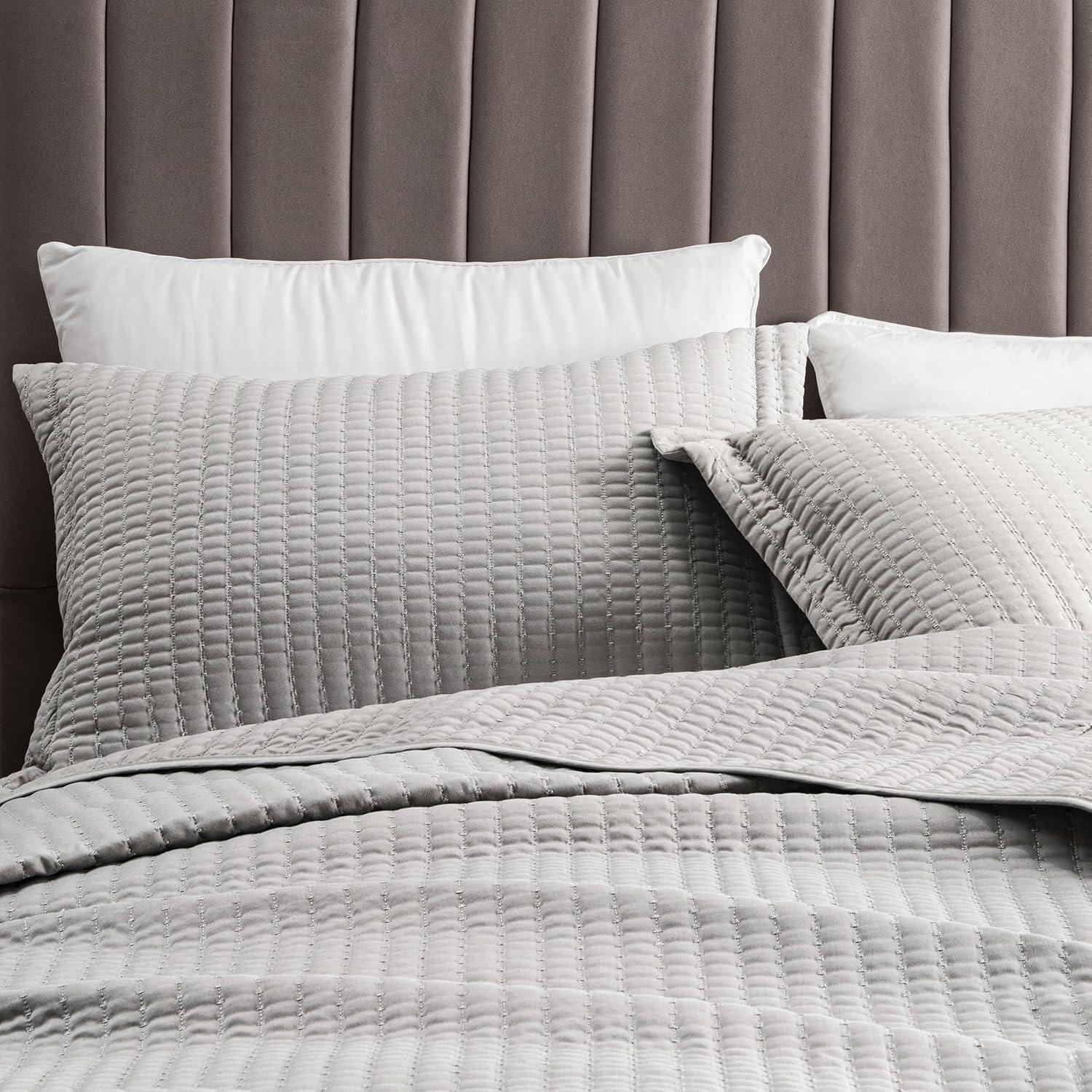 FreshFolds Modern & Contemporary Stripe Stitched Quilt Set with Shams