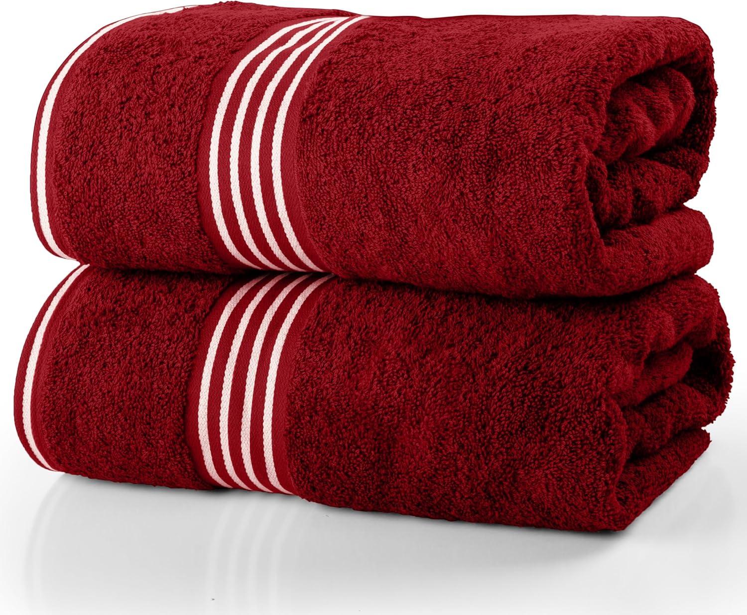 Lavish Home Luxury Cotton Bath Towels, Burgundy