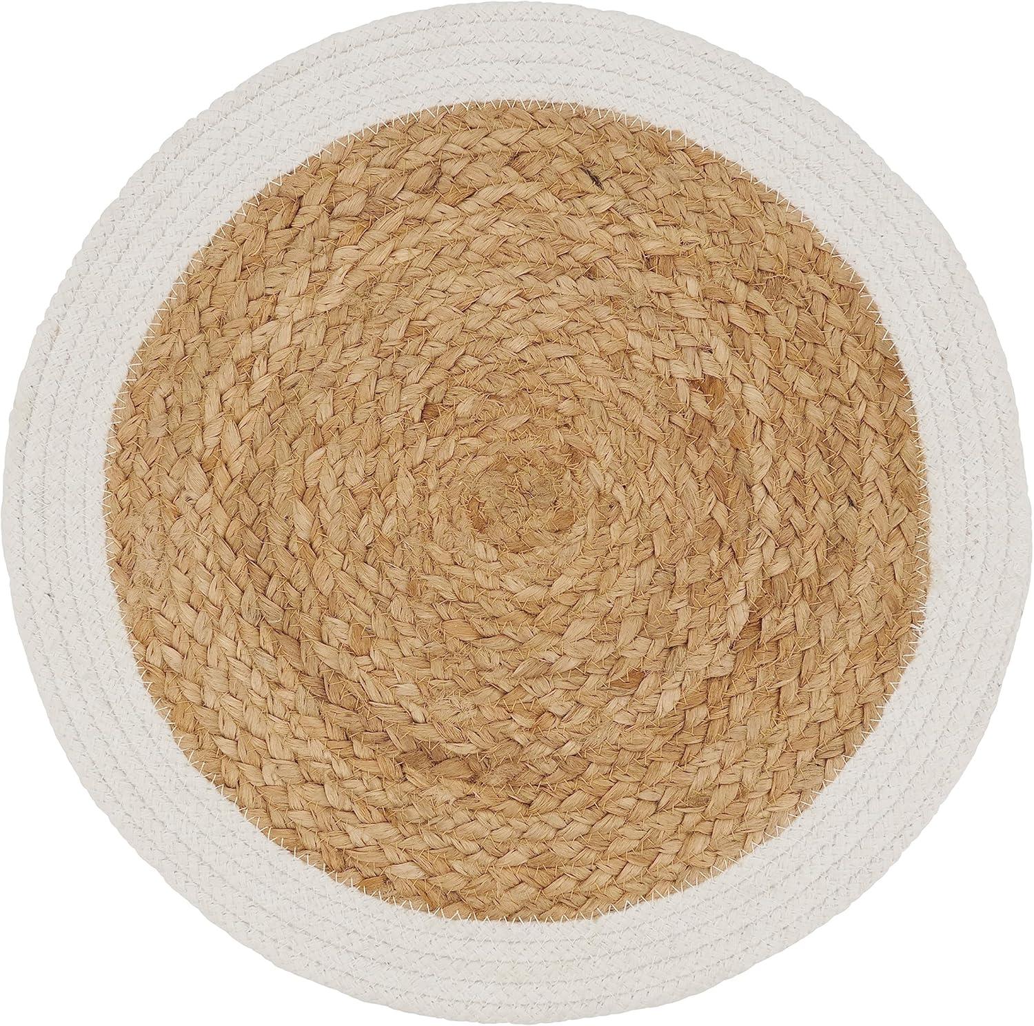 Saro Lifestyle Handmade Jute Braided Placemat (Set of 4), 15", White