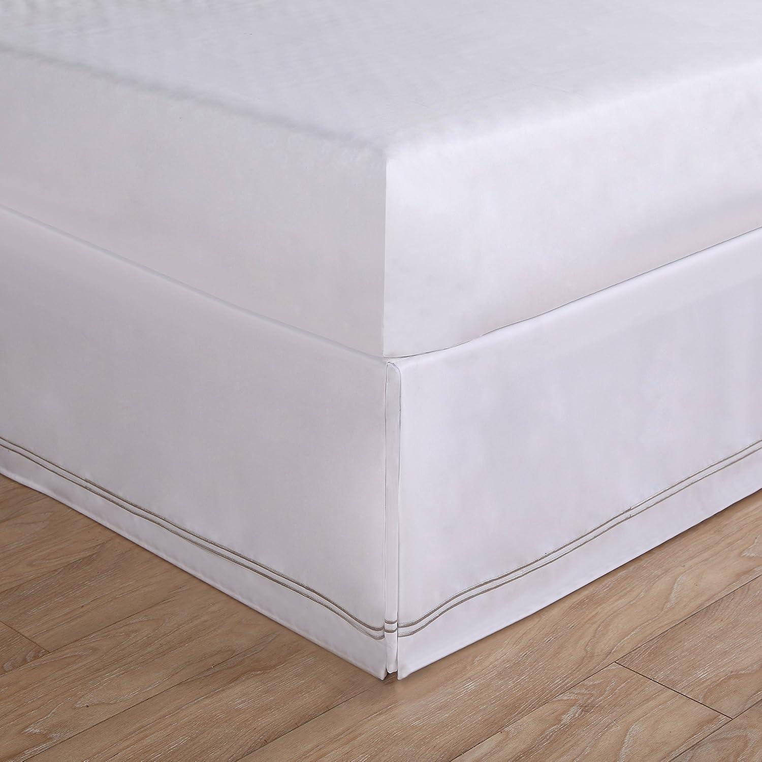 Queen Silver Polyester Split Corner Bed Skirt