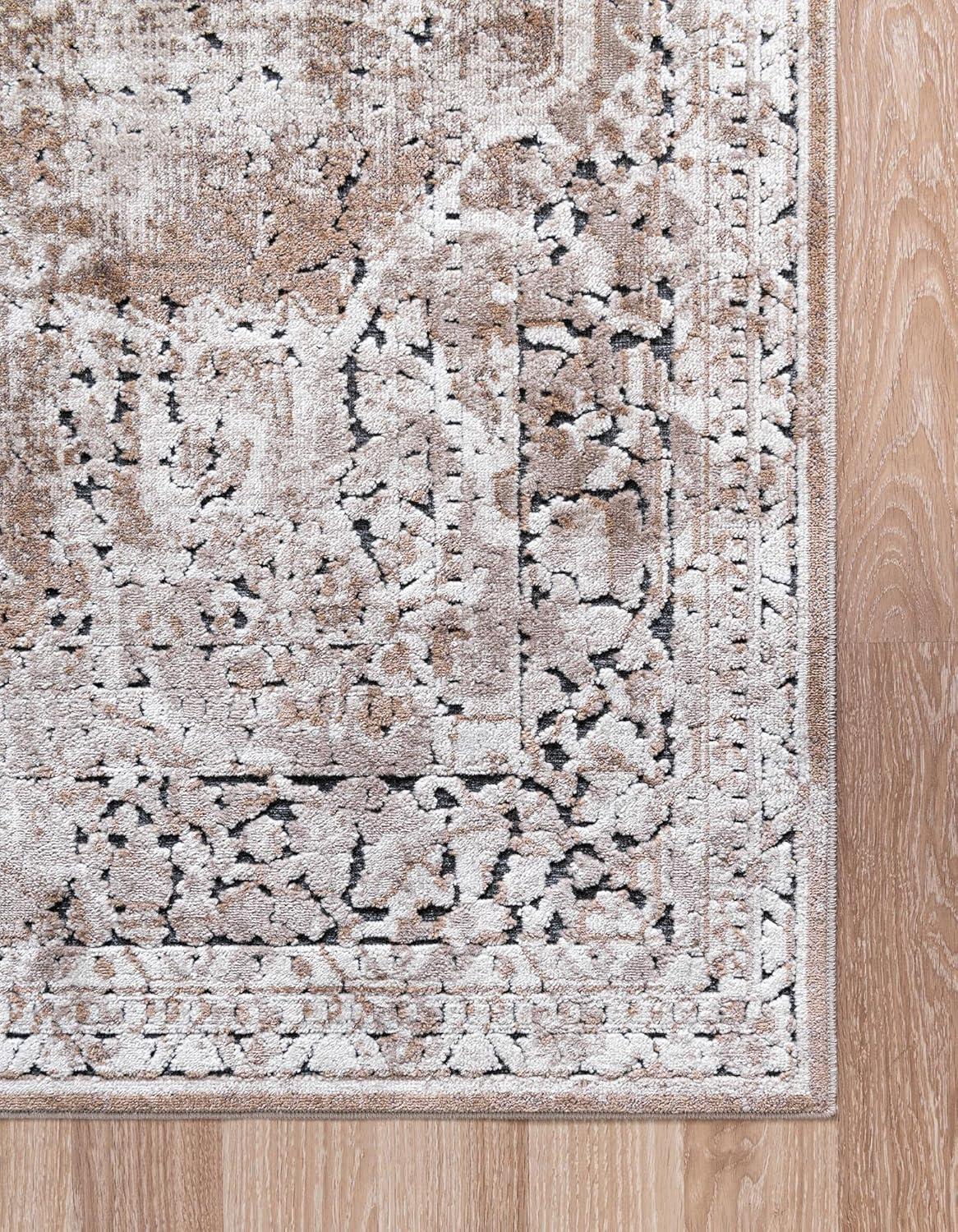 Eliza Blue and Khaki Stain-Resistant Synthetic 8' x 10' Rug