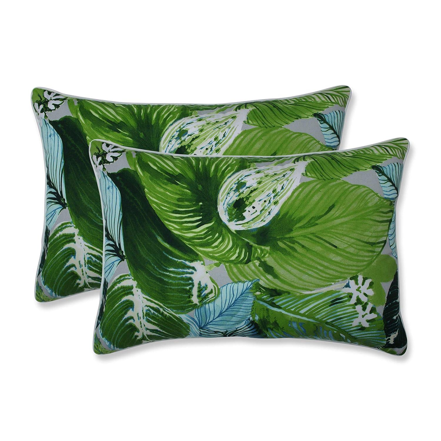 Pillow Perfect Lush Leaf Jungle Indoor/Outdoor Reversible Throw Pillow (Set of 2)
