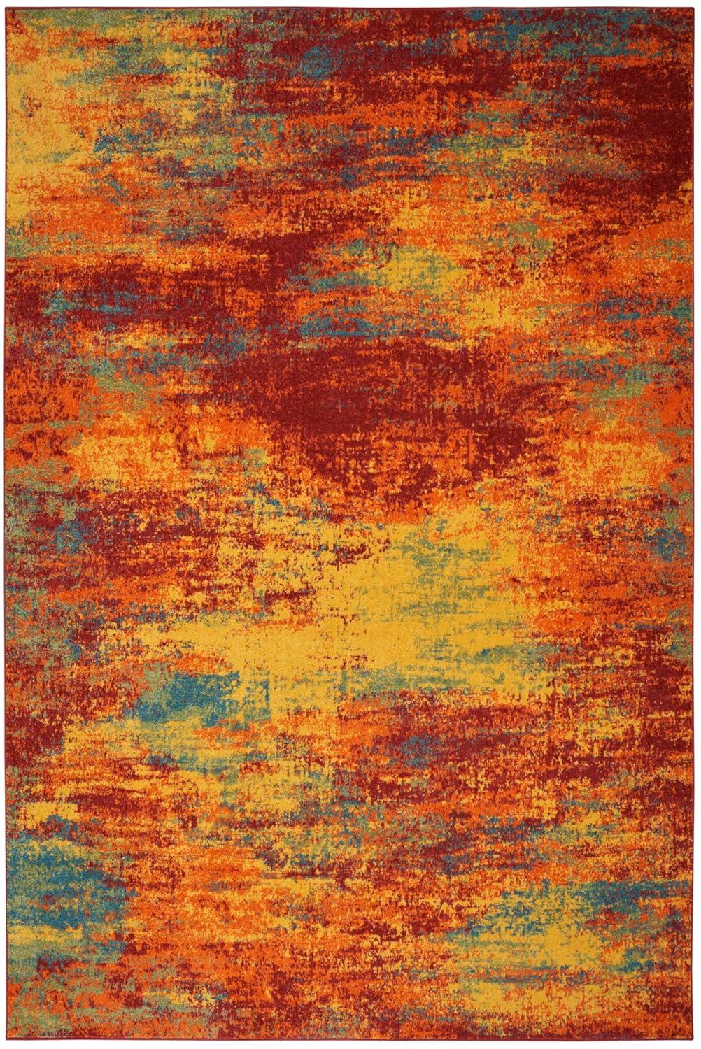 Nourison Essentials Abstract Indoor Outdoor Rug Flame 4' x 6'