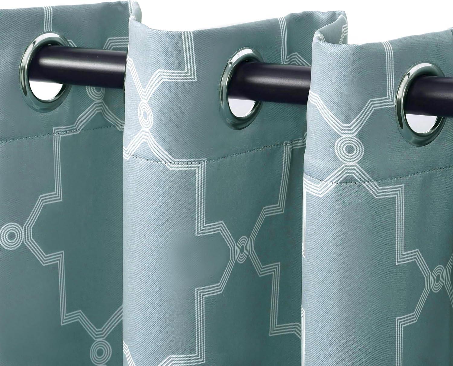 Superior Trellis Blackout Curtains, Rod Pocket, Set of 2, 42" x 108", Teal