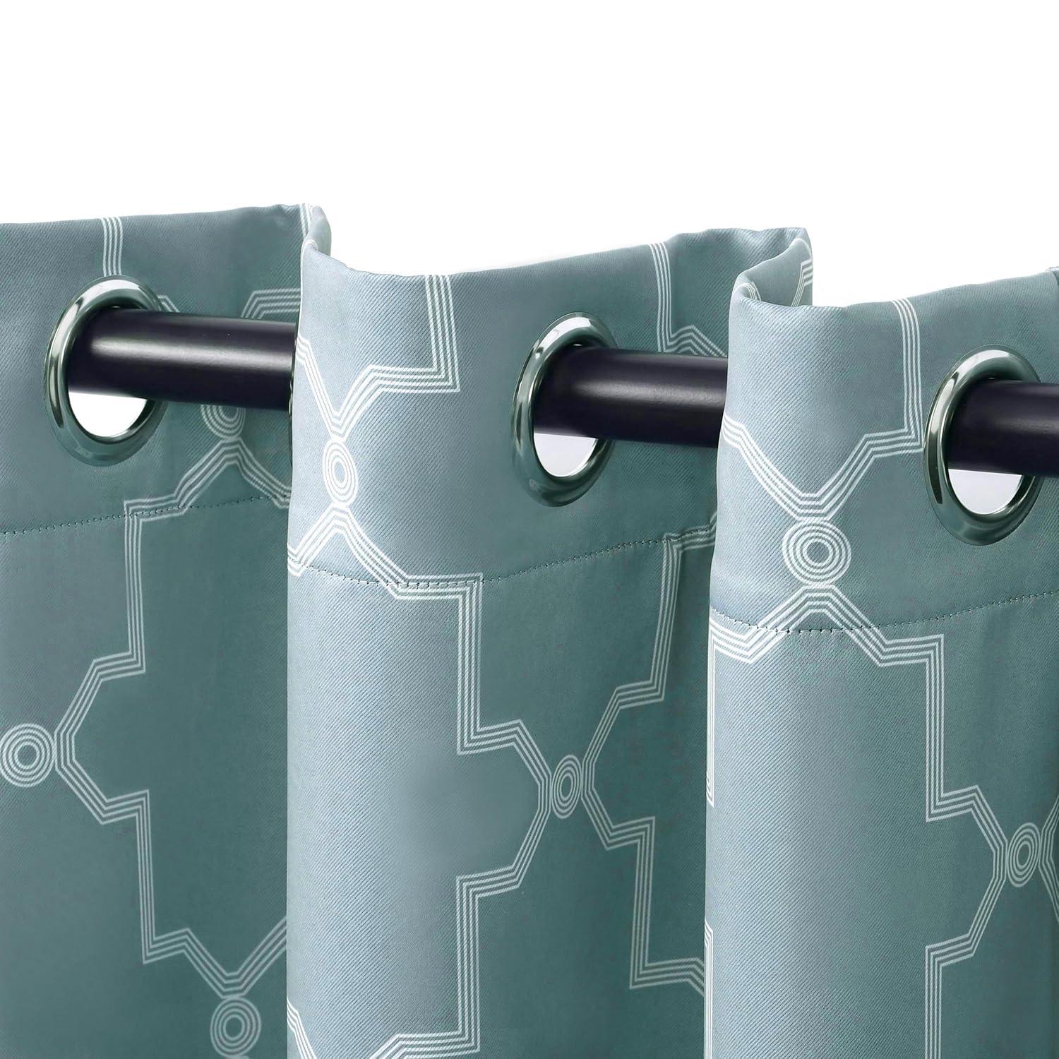 Superior Trellis Blackout Curtains, Rod Pocket, Set of 2, 42" x 63", Teal