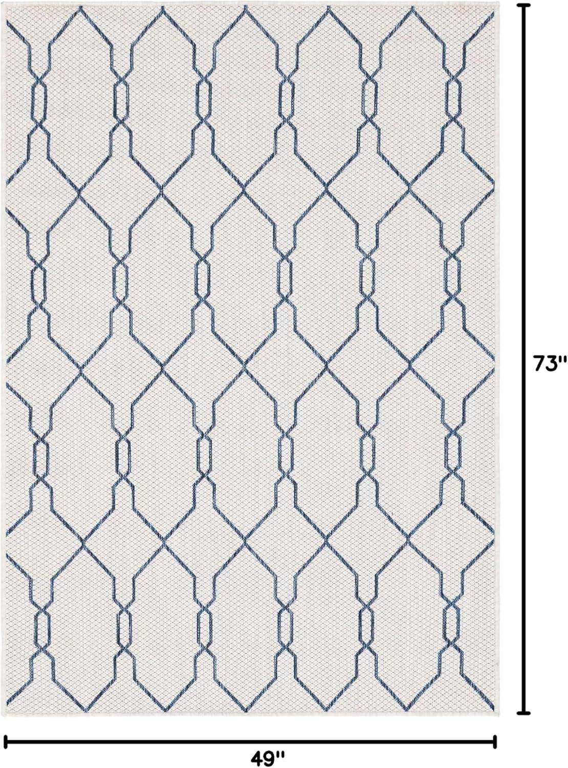 Unique Loom 4' 1 x 6' 1 Rectangle Indoor/Outdoor Trellis Ivory Area Rug