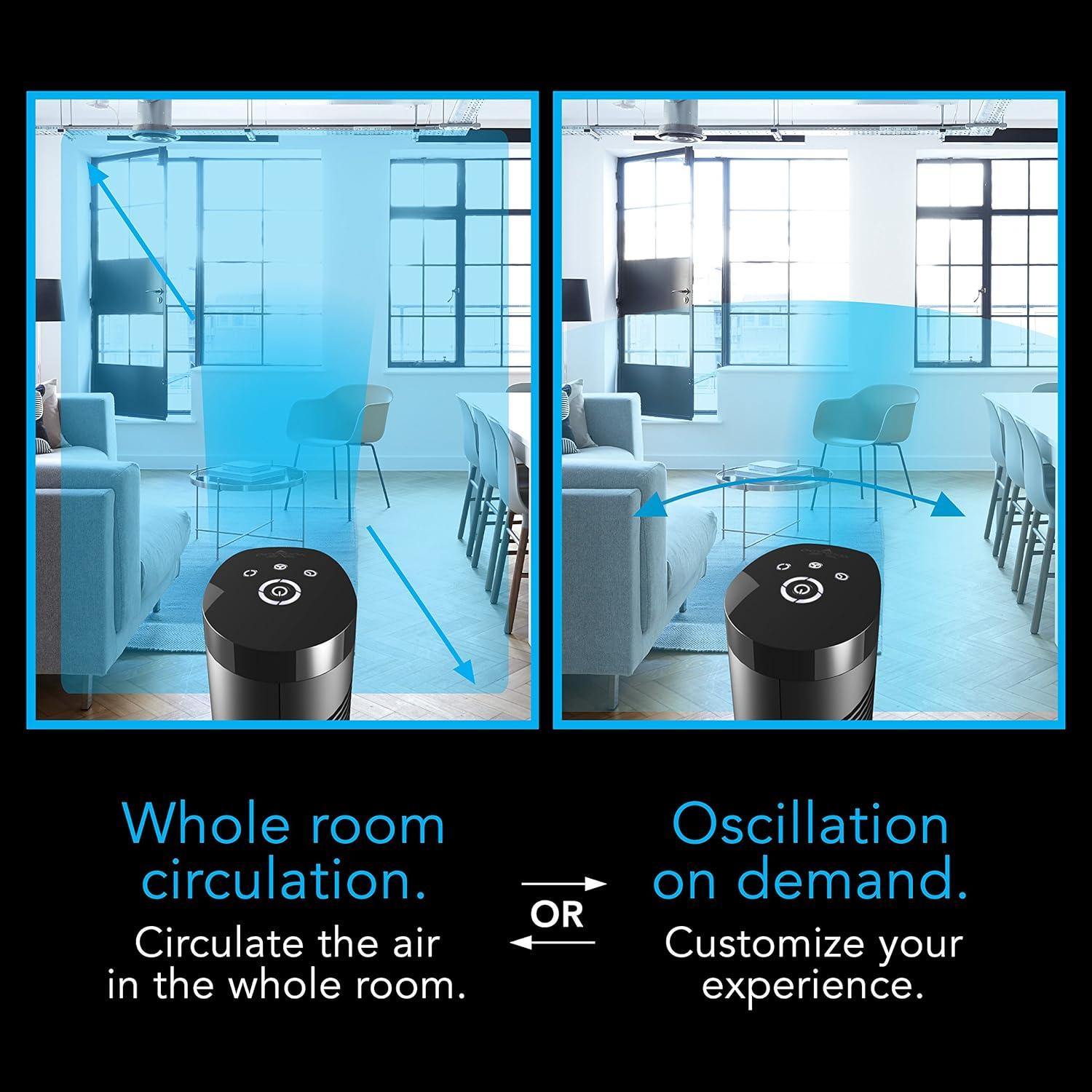 Vornado 37" OSCR37 Oscillating Tower Fan Black: Quiet Standing Fan with Remote, 4 Speeds, Programmable Timer, Indoor Use