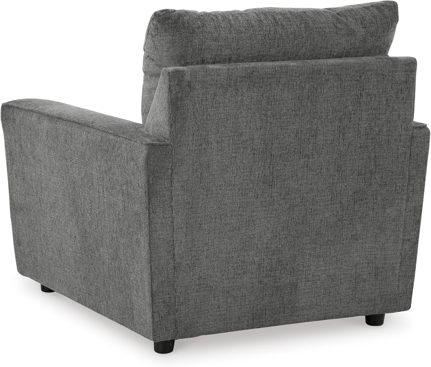 Gray Chenille Contemporary Stationary Chaise with Wood Legs