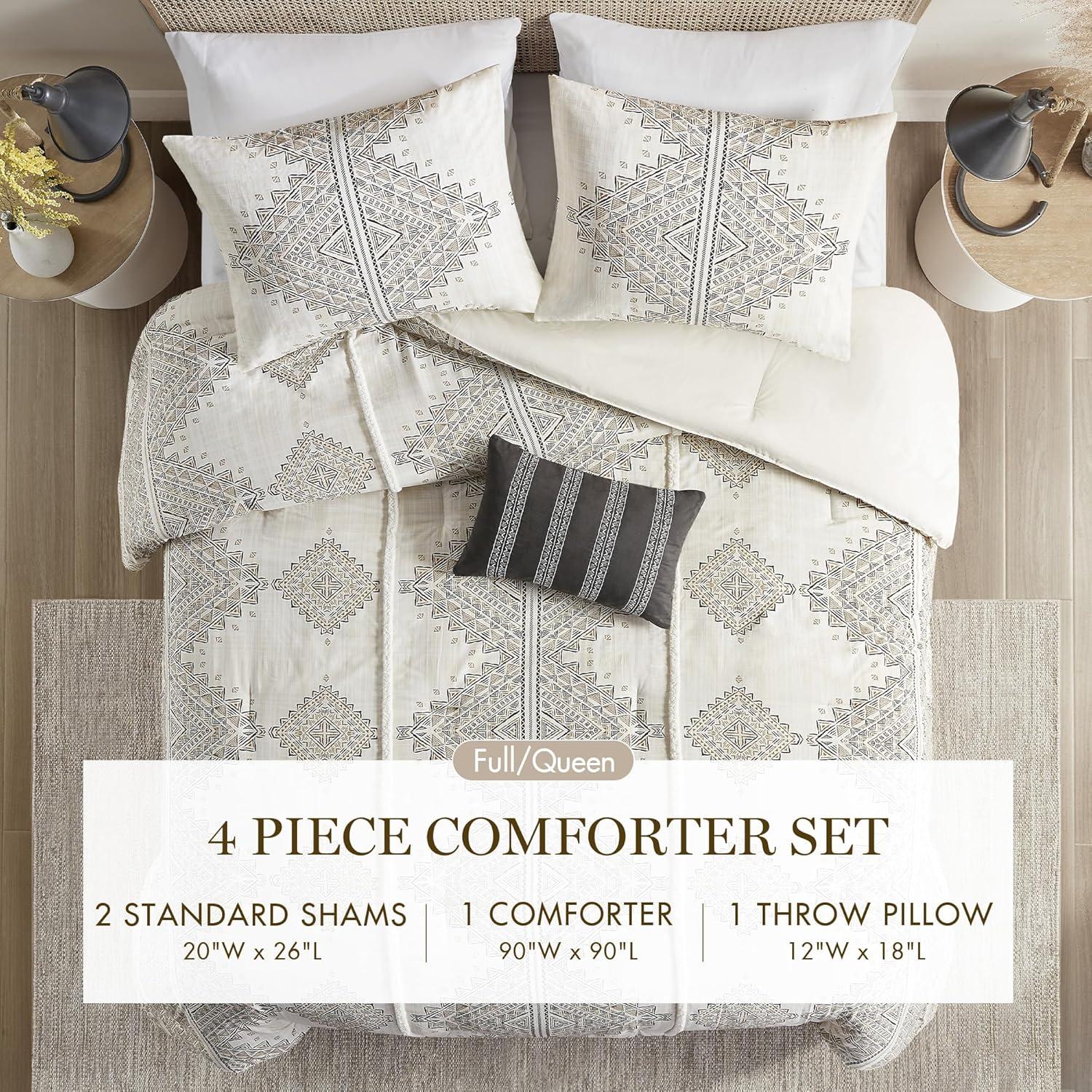 Ibiza 4 Piece Printed Comforter Set with Throw Pillow