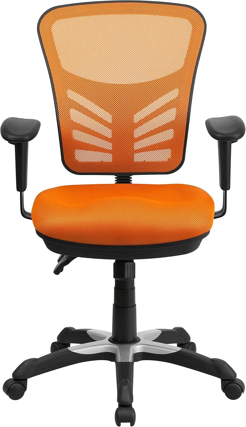 Emma and Oliver Mid-Back Mesh Triple Paddle Swivel Ergonomic Office Chair with Adjustable Arms