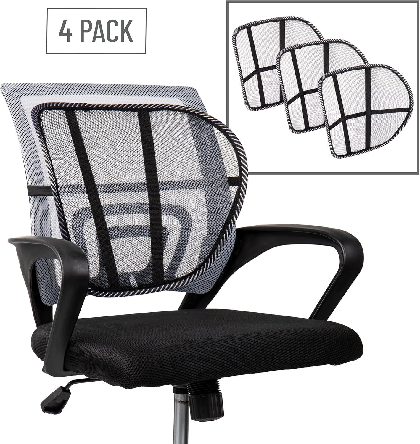 Mind Reader Mind Reader Ergonomic Lower Back Support, Office Chair Cushion Mesh, 15.5"L x 15"W x 5"H, 4 Pack (Set of 4)