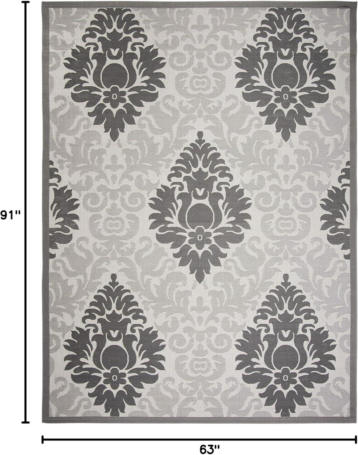 Light Grey and Anthracite Synthetic Rectangular Area Rug