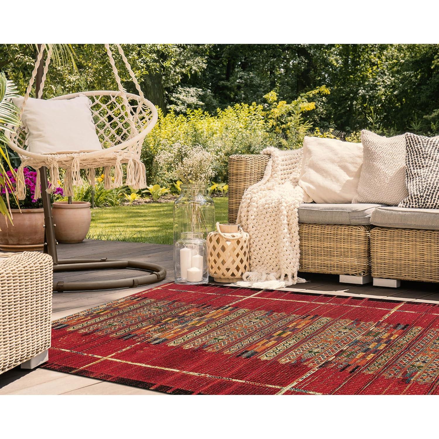 Liora Manne Marina Stripe Indoor/Outdoor Rug Red 6'6" x 9'4"