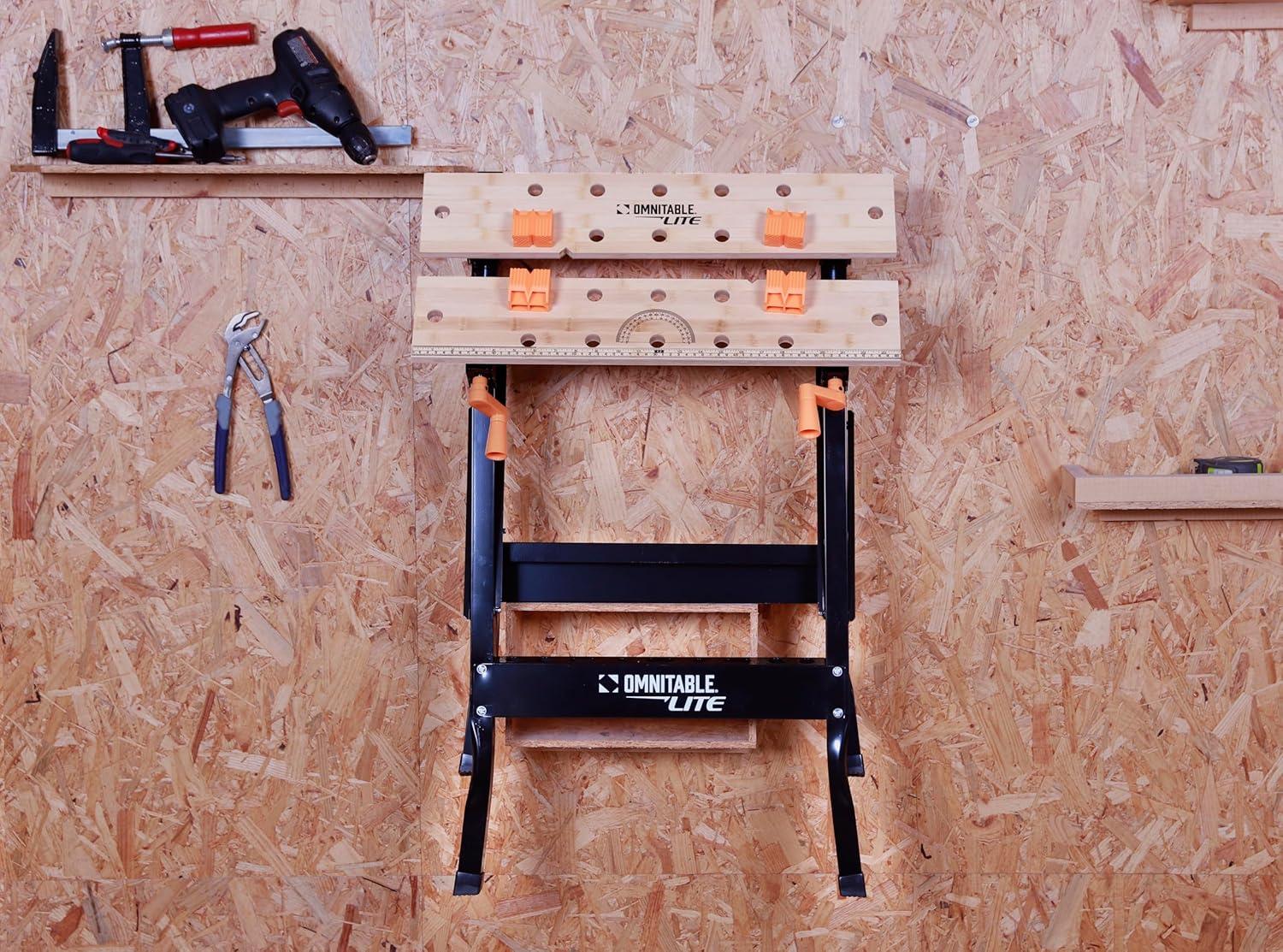 Disston OmniTable Lite Portable Workbench Worktable Fully Adjustable Tilting Table is Great for Clamping.