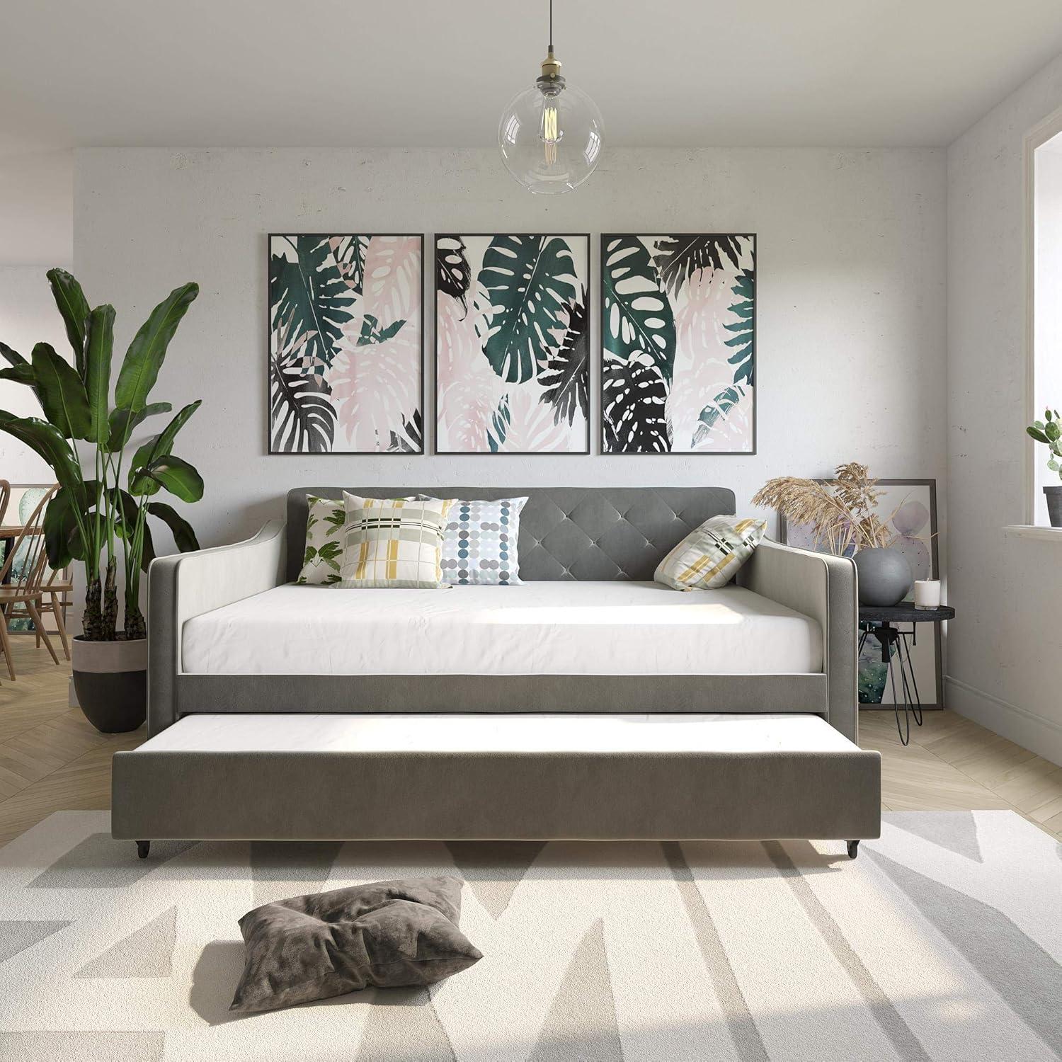 Vintage Upholstered Daybed with Trundle