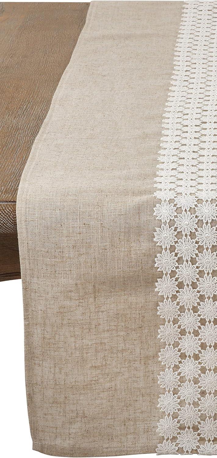 Saro Lifestyle Dining Table Runner With Lace Daisy Design