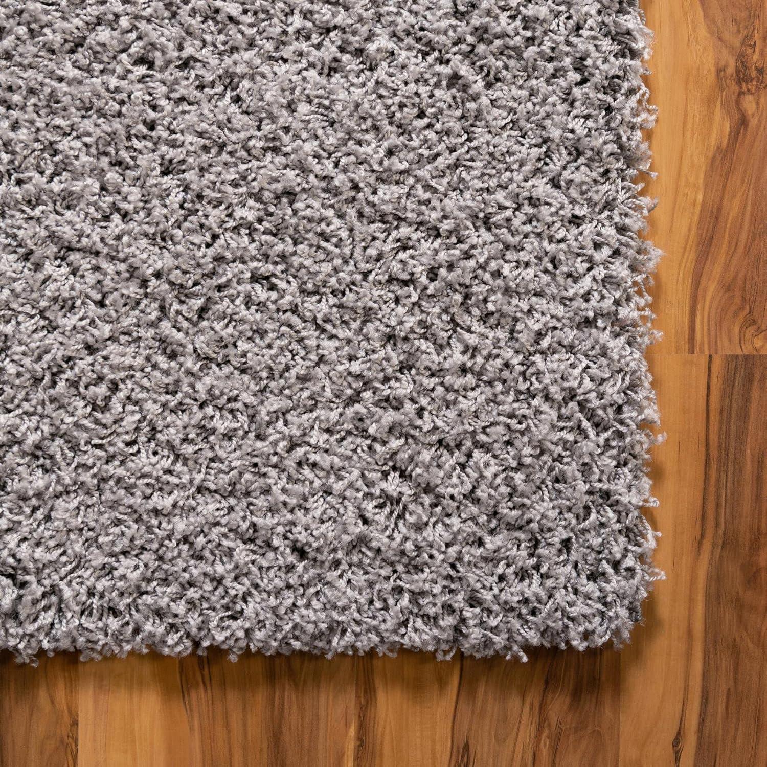 Unique Loom Solid Shag Collection Area Rug (2' x 6' 5" Runner, Cloud Gray)
