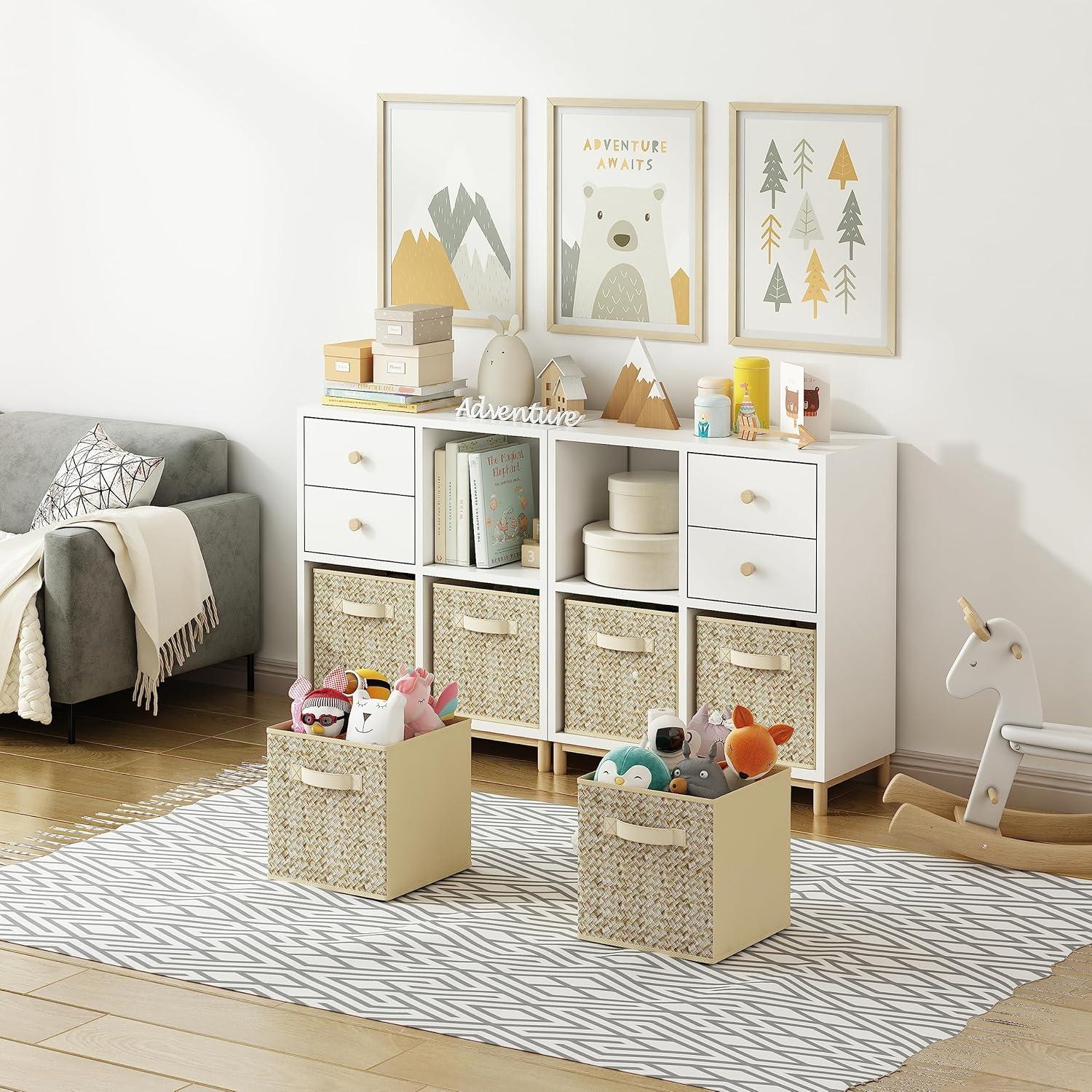 Wisdom Star 6 Pack Fabric Storage Cubes with Handle, Foldable 13x13x15 Inch Cube Storage Bins, Storage Baskets for Shelves, Storage Boxes for Organizing Closet Bins