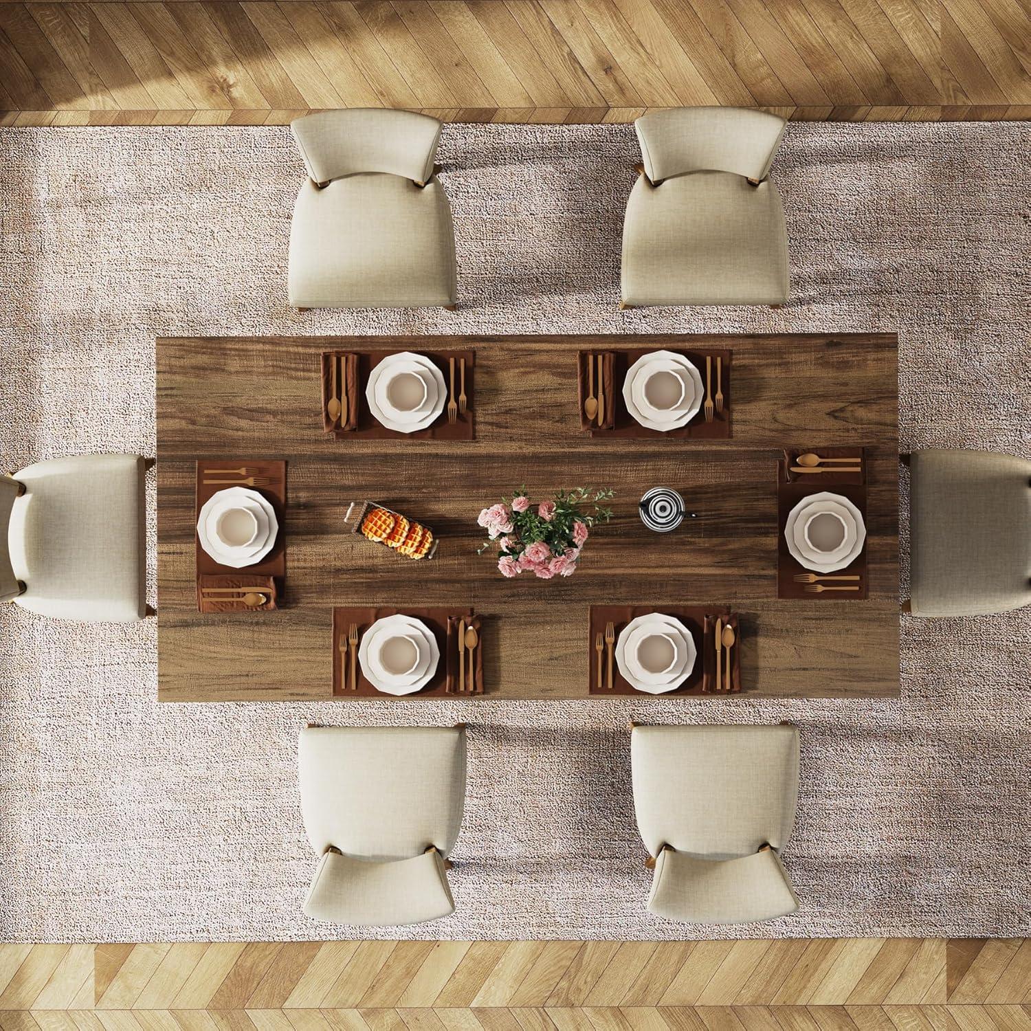 Tribesigns 63" Dining Table for 4-6, Wood Farmhouse Kitchen Table for Dining Room, Dark Brown