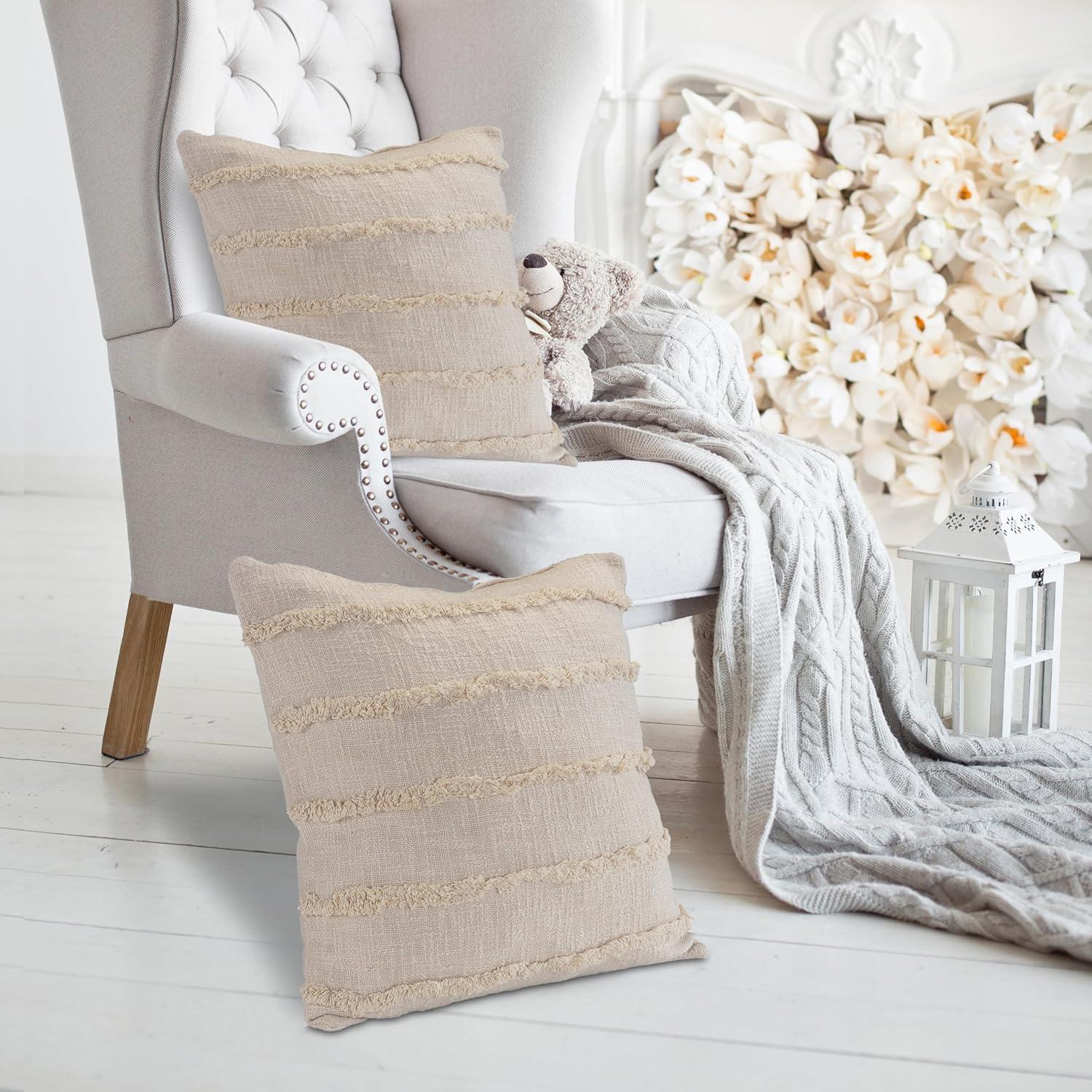 Ox Bay Birch Solid Organic Cotton Square 4 Piece Pillow Cover Set