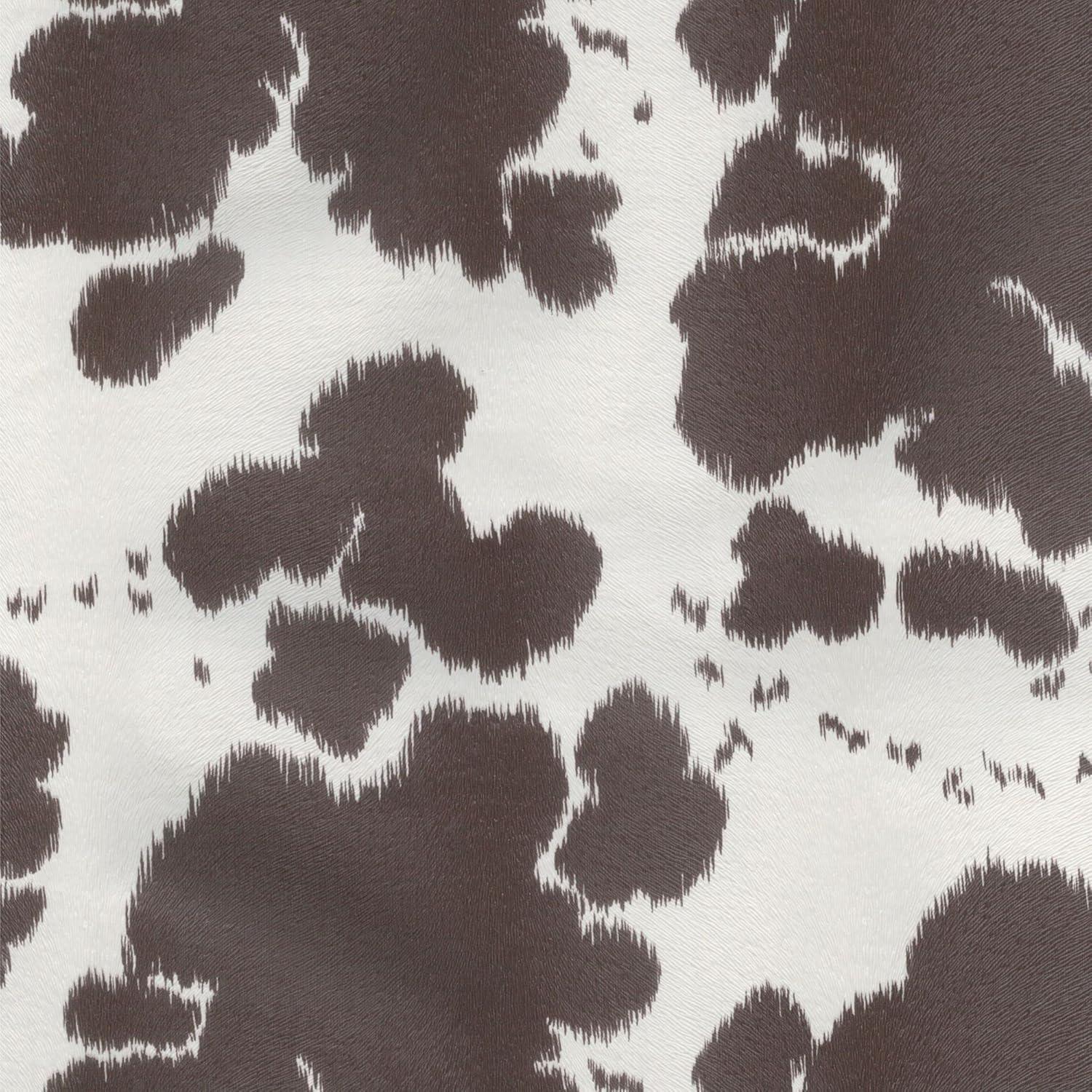 Cow Print Faux Leather, Textured Animal Hide Vinyl, Embossed Upholstery Craft and DIY Pleather - Fabric by The Yard (Brown on Cream)