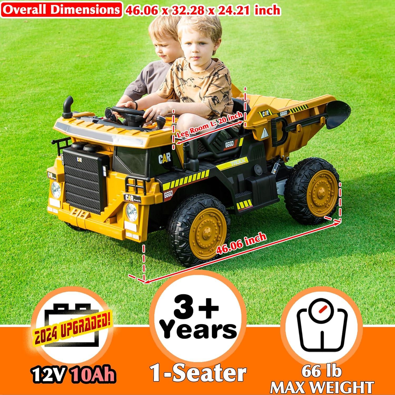 Blue 12V Electric Ride-On Dump Truck with Remote Control