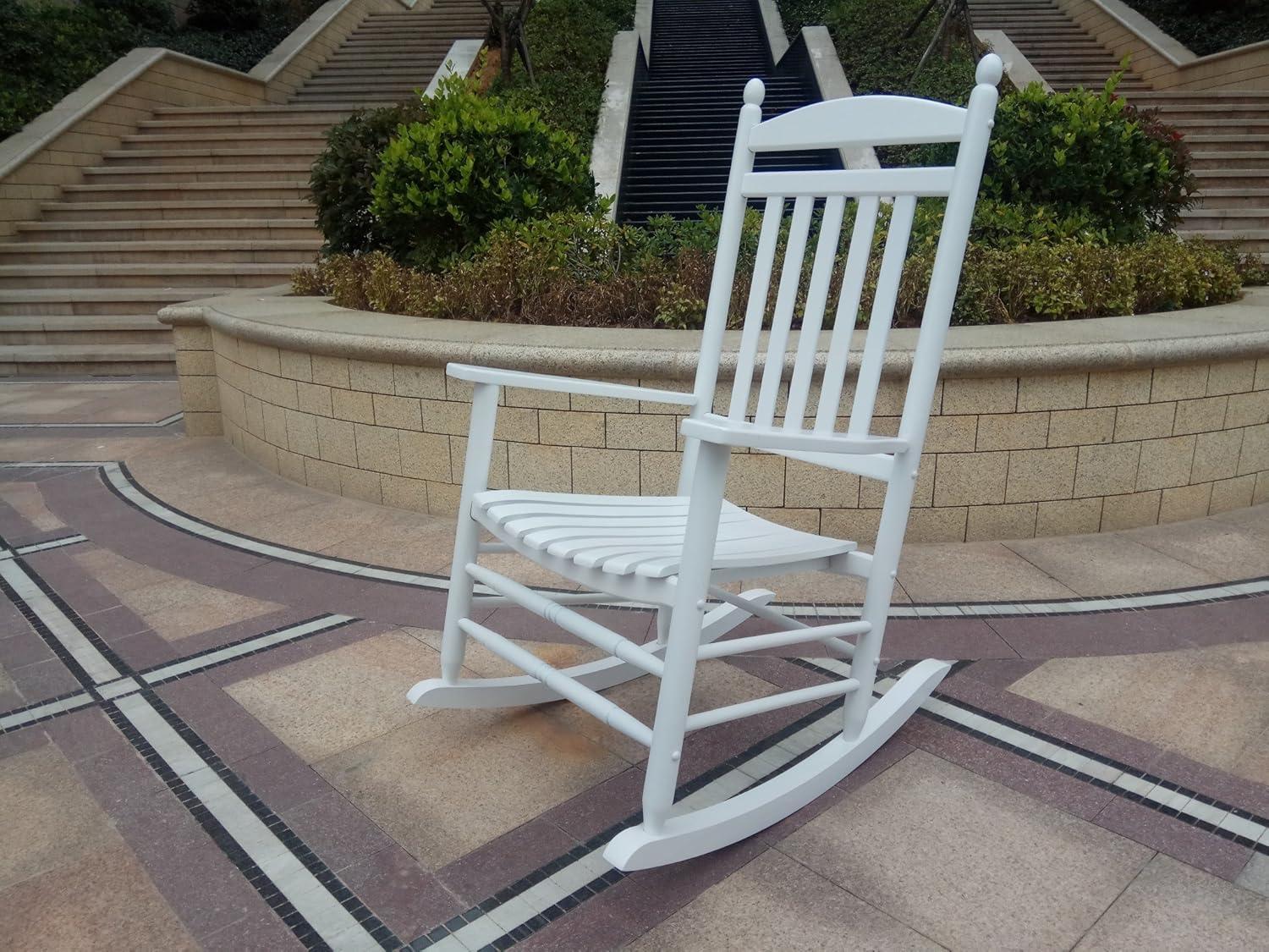 White Wood Traditional Outdoor Rocking Armchair