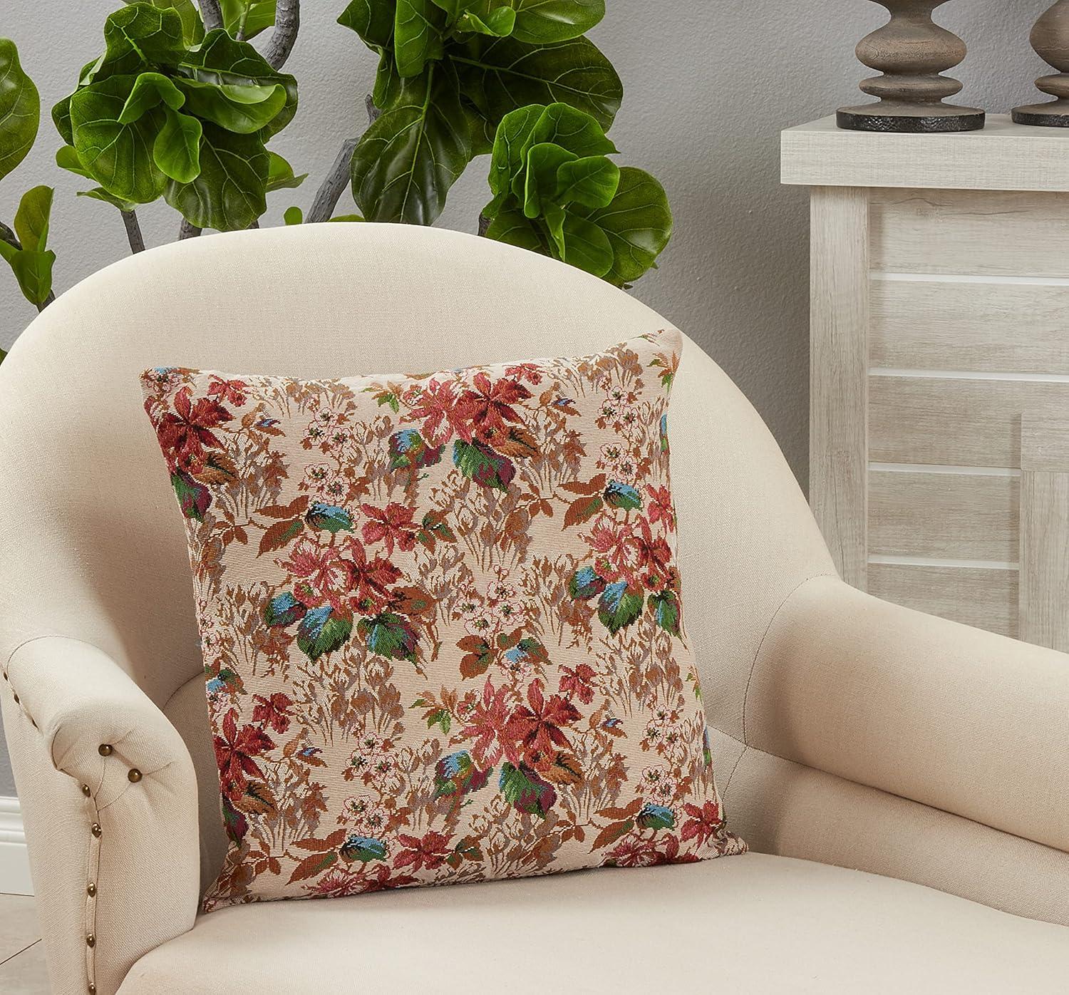 Saro Gertrude Collection Floral Reversible Pillow Cover