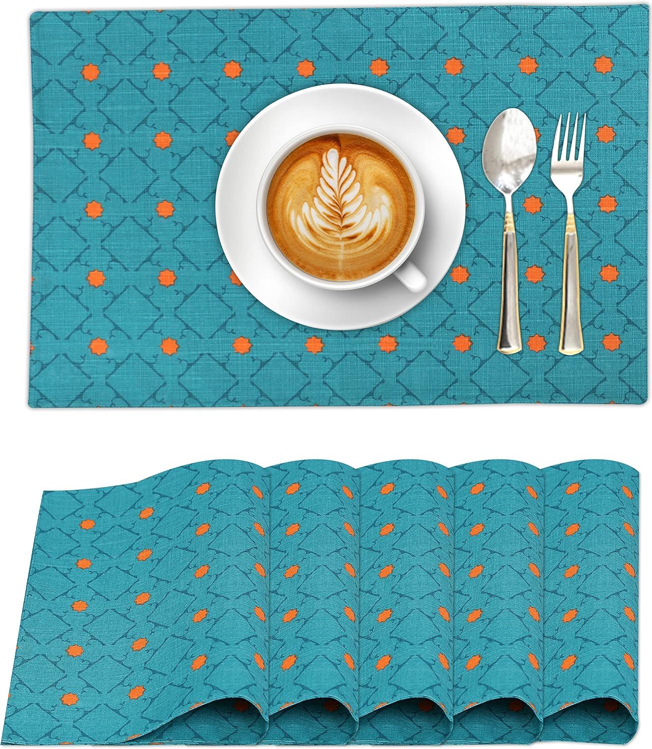 Ruvanti Dining Table Rectangle Placemats 100% Cotton Multi Pattern 13x19 Inches (Set of 6)