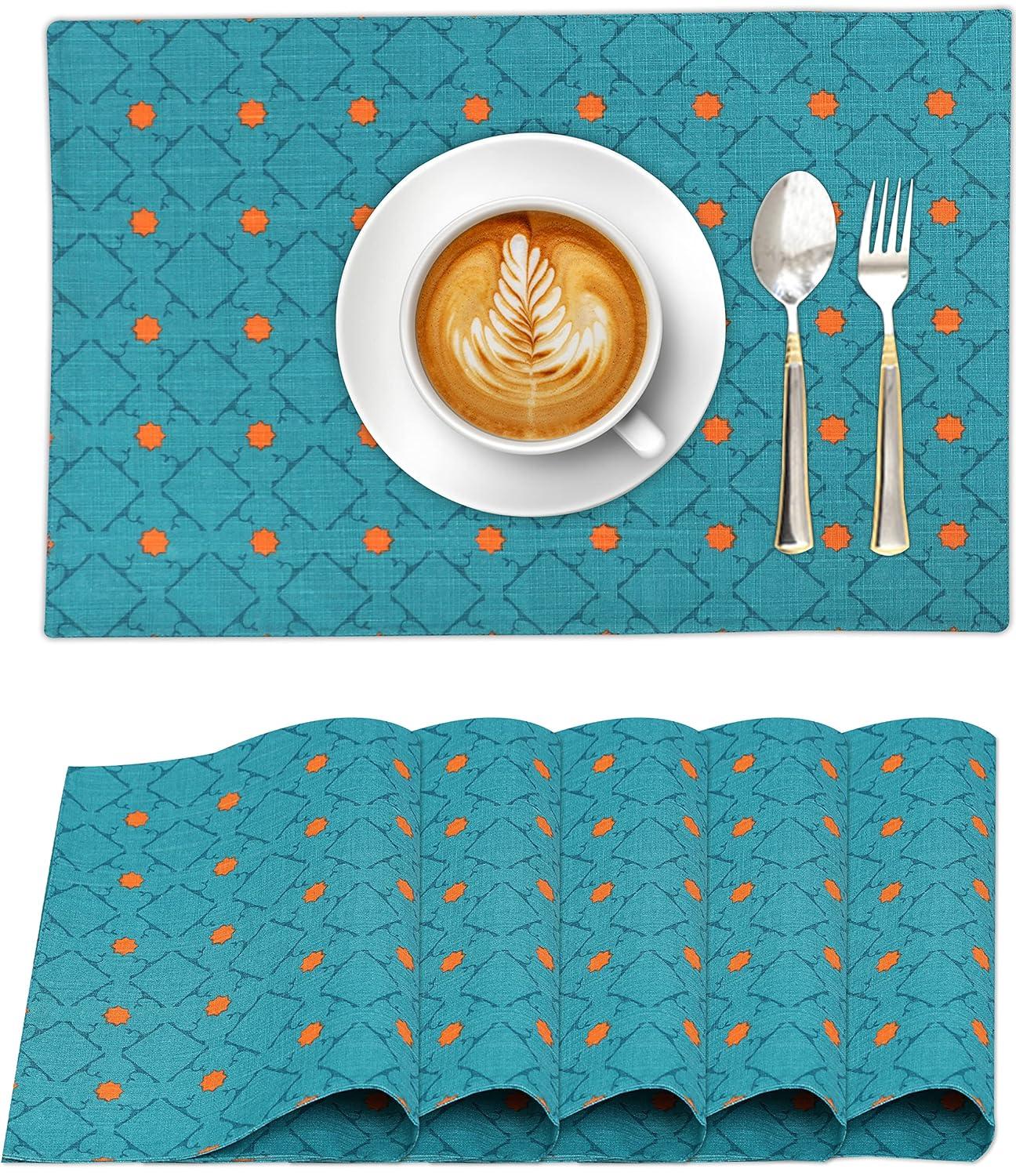 Ruvanti Dining Table Rectangle Placemats 100% Cotton Multi Pattern 13x19 Inches (Set of 6)