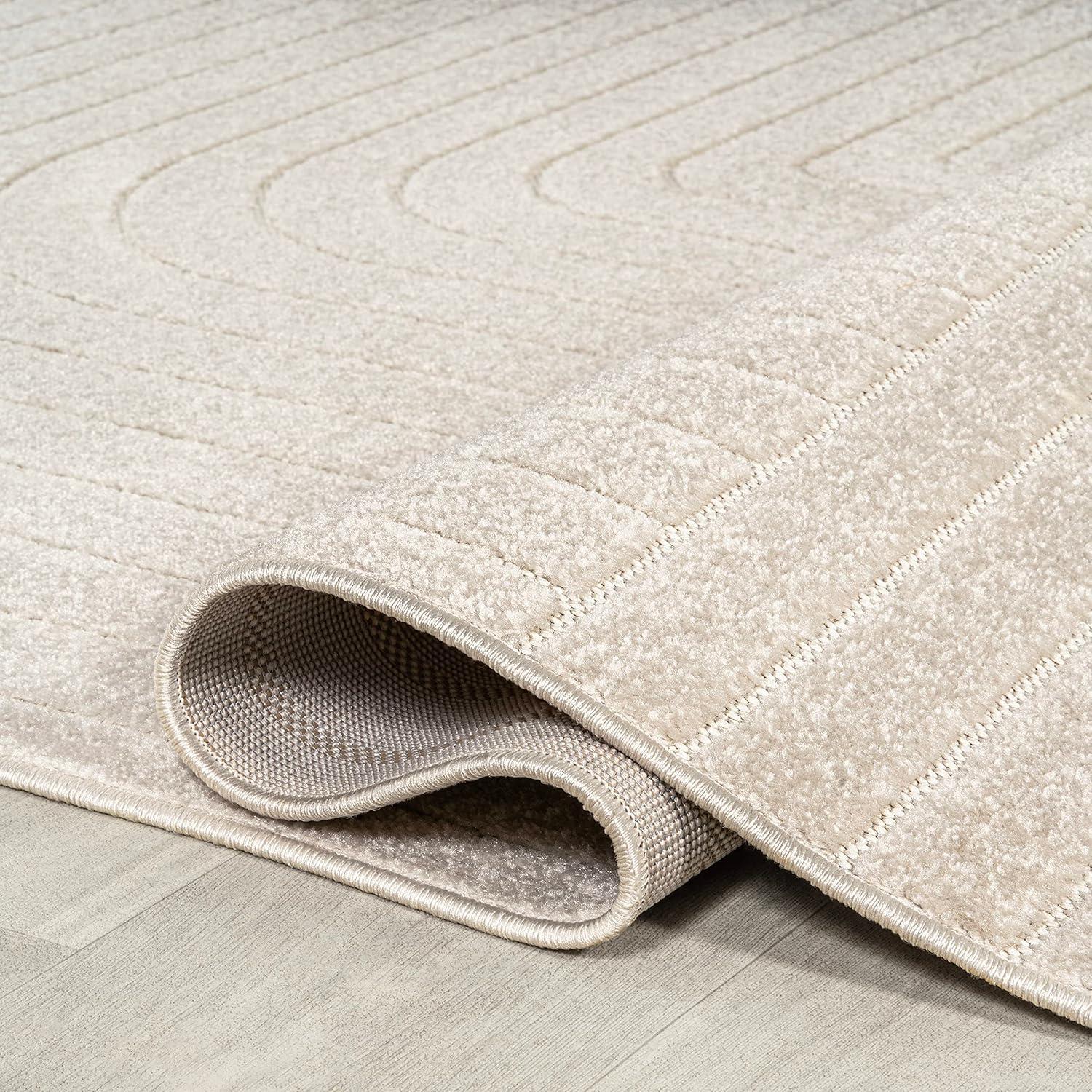 JONATHAN Y Odense High-Low Minimalist Angle Geometric Ivory/Cream 4 ft. x 6 ft. Indoor/Outdoor Area Rug