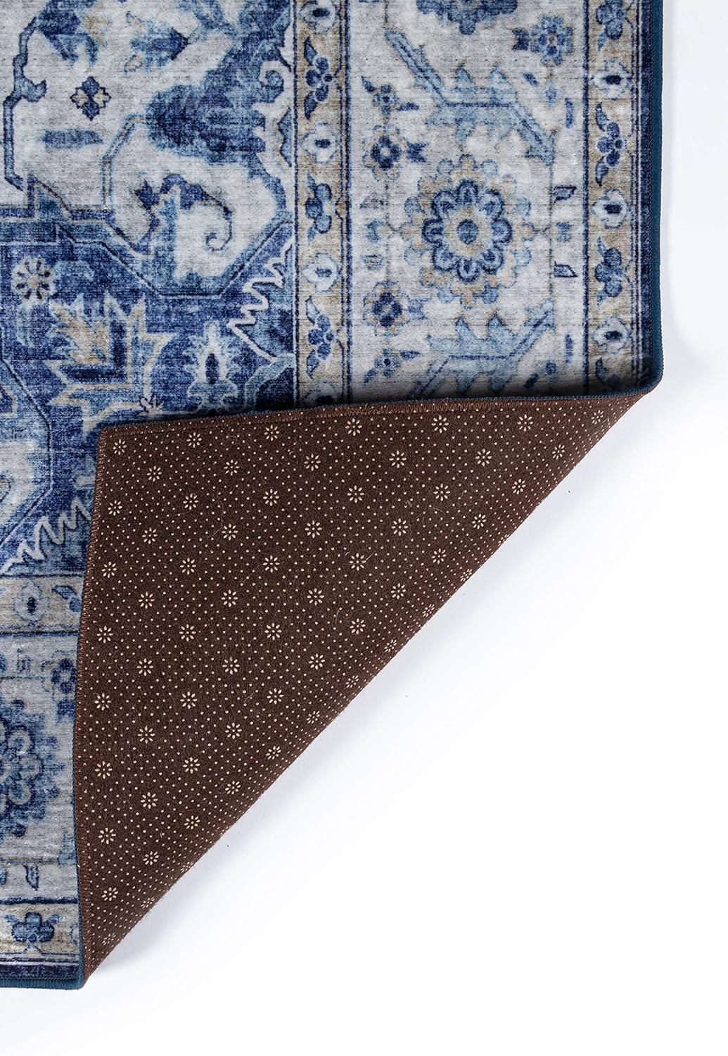 5'x8' Karachi Aria Area Rug Blue - Momeni: Geometric Bohemian, Rubber Backing, Medium Pile, Indoor Use