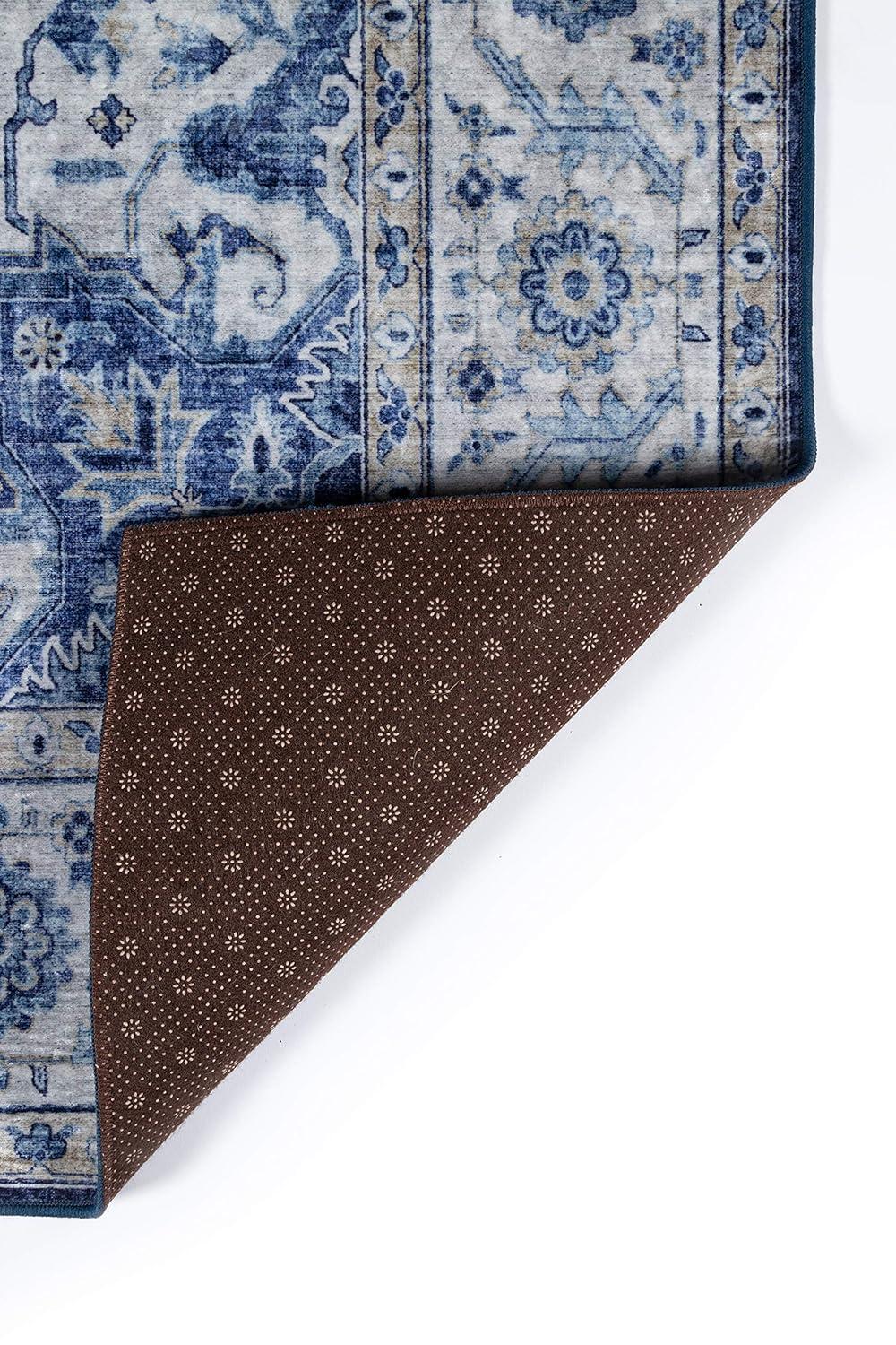 5'x8' Karachi Aria Area Rug Blue - Momeni: Geometric Bohemian, Rubber Backing, Medium Pile, Indoor Use