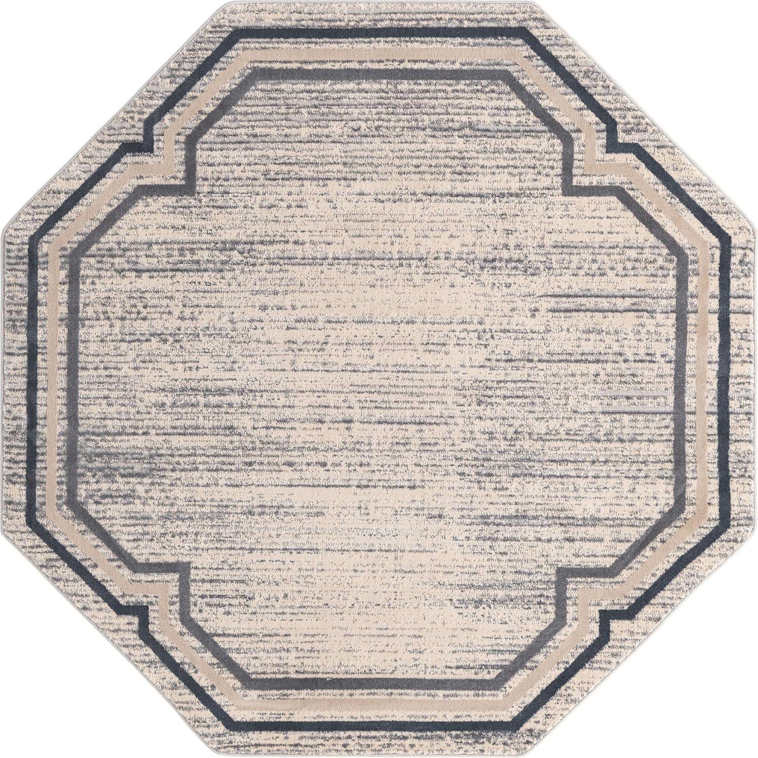 Unique Loom Oasis Collection Area Rug - Fountain (6' Octagon Gray/Ivory)