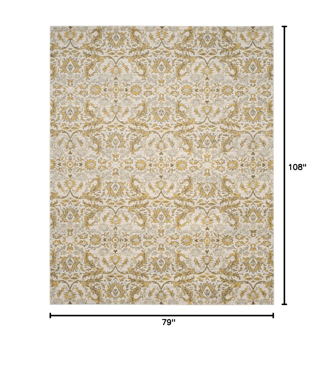 Adie Damask Ivory/Gold Area Rug