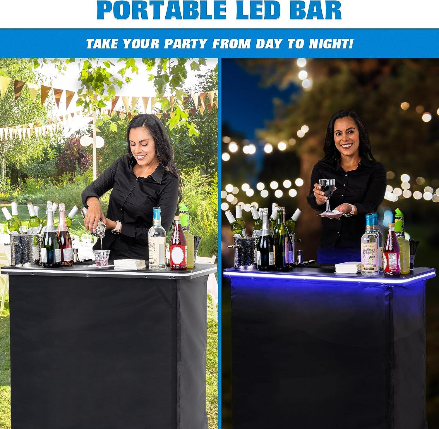 GoBar 39" Portable Aluminium Patio Bar Table with Carrying Case, Black